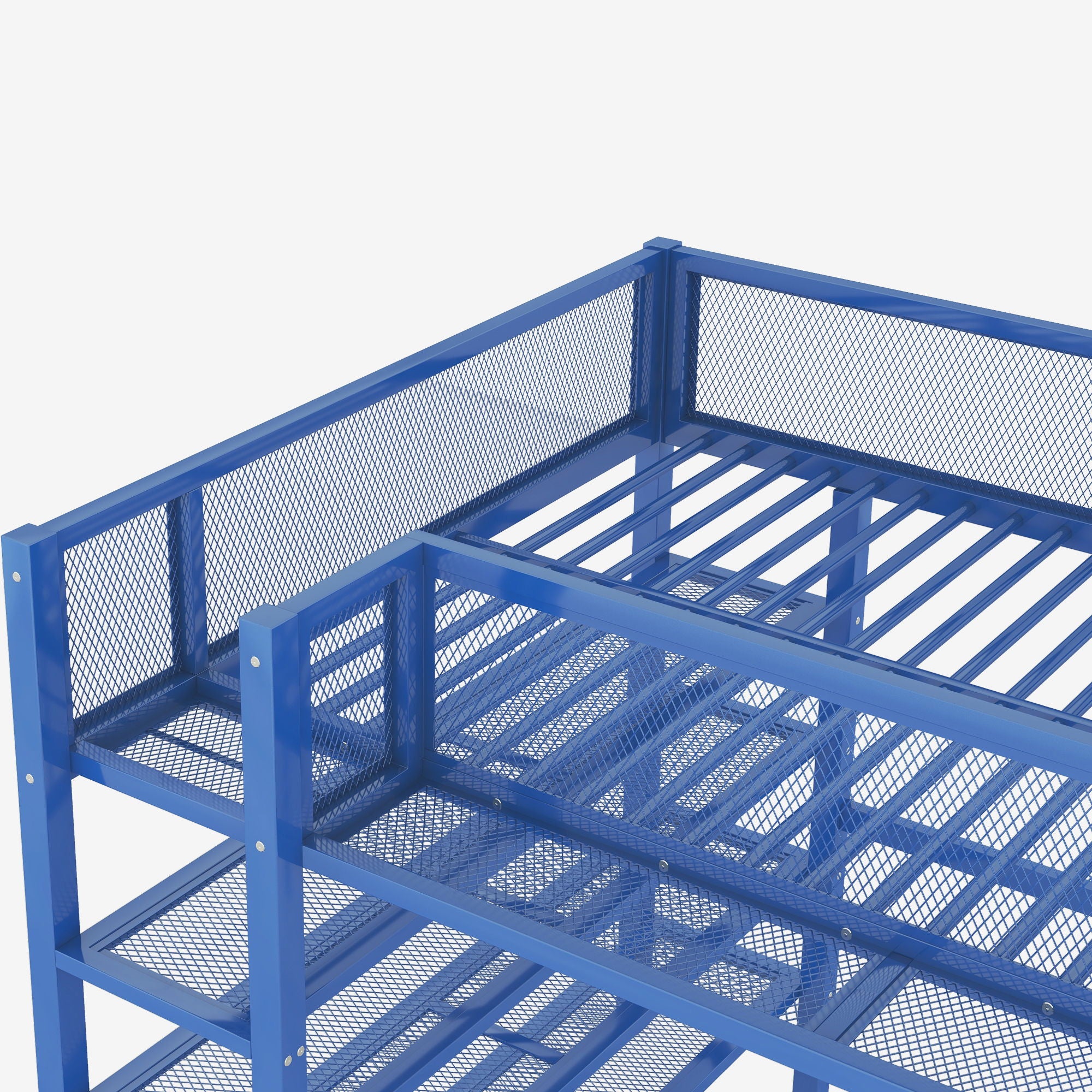 Loft Bed With 4 Tier Shelves And Storage