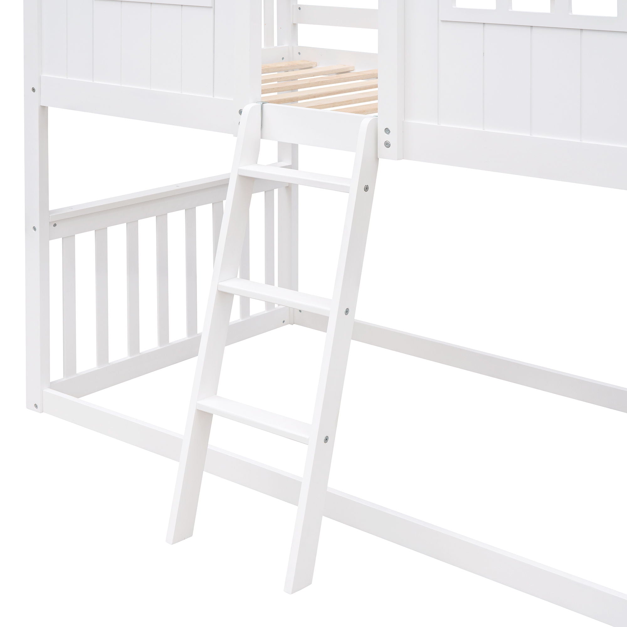 House Bunk Bed With Ladder, Wood Bed