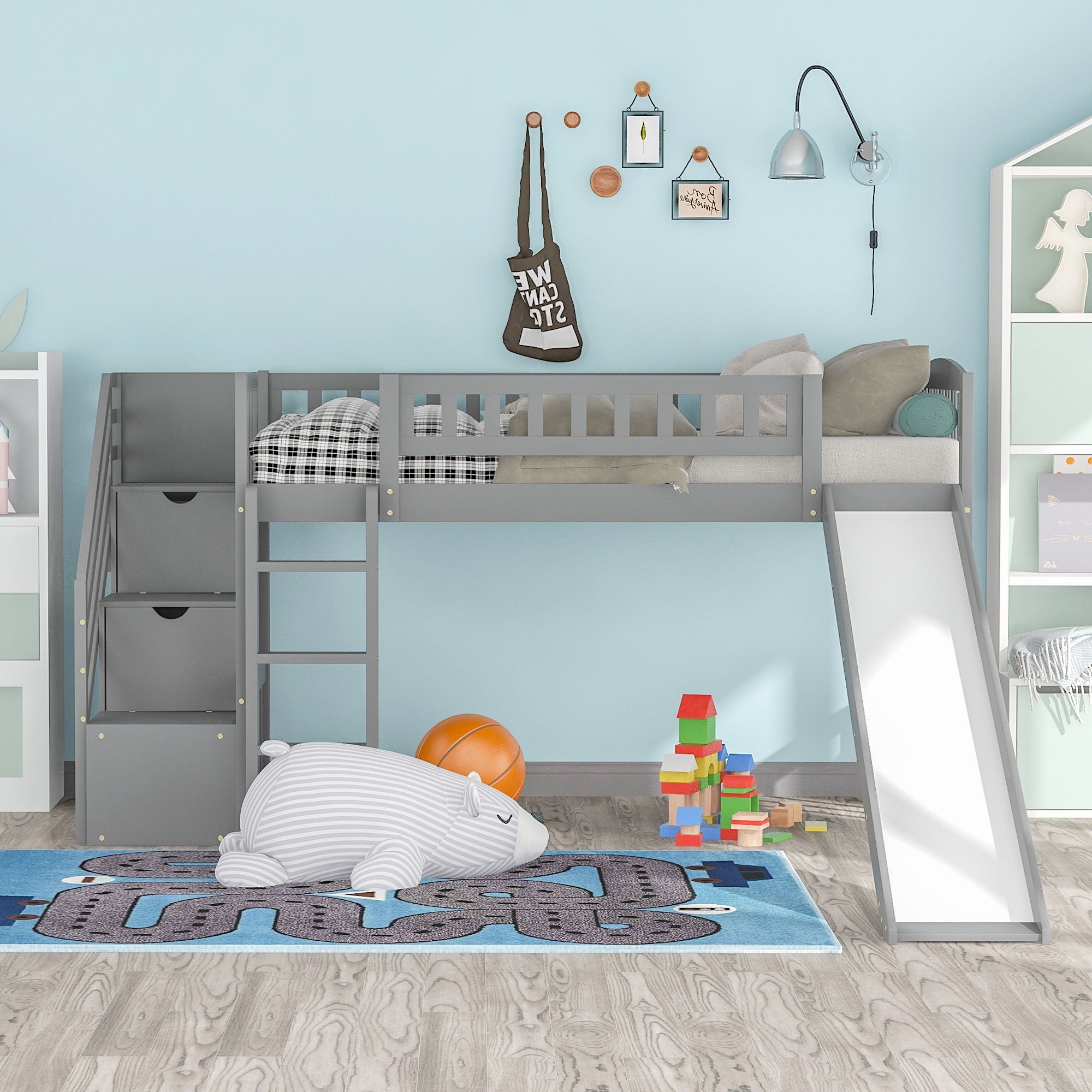 Loft Stairway Bed With 2 Drawers And Slide