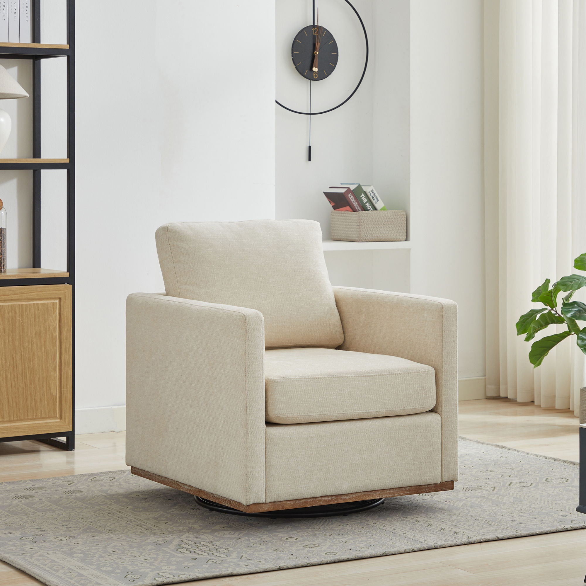 Square Upholstered Swivel Accent Chair For Living Room