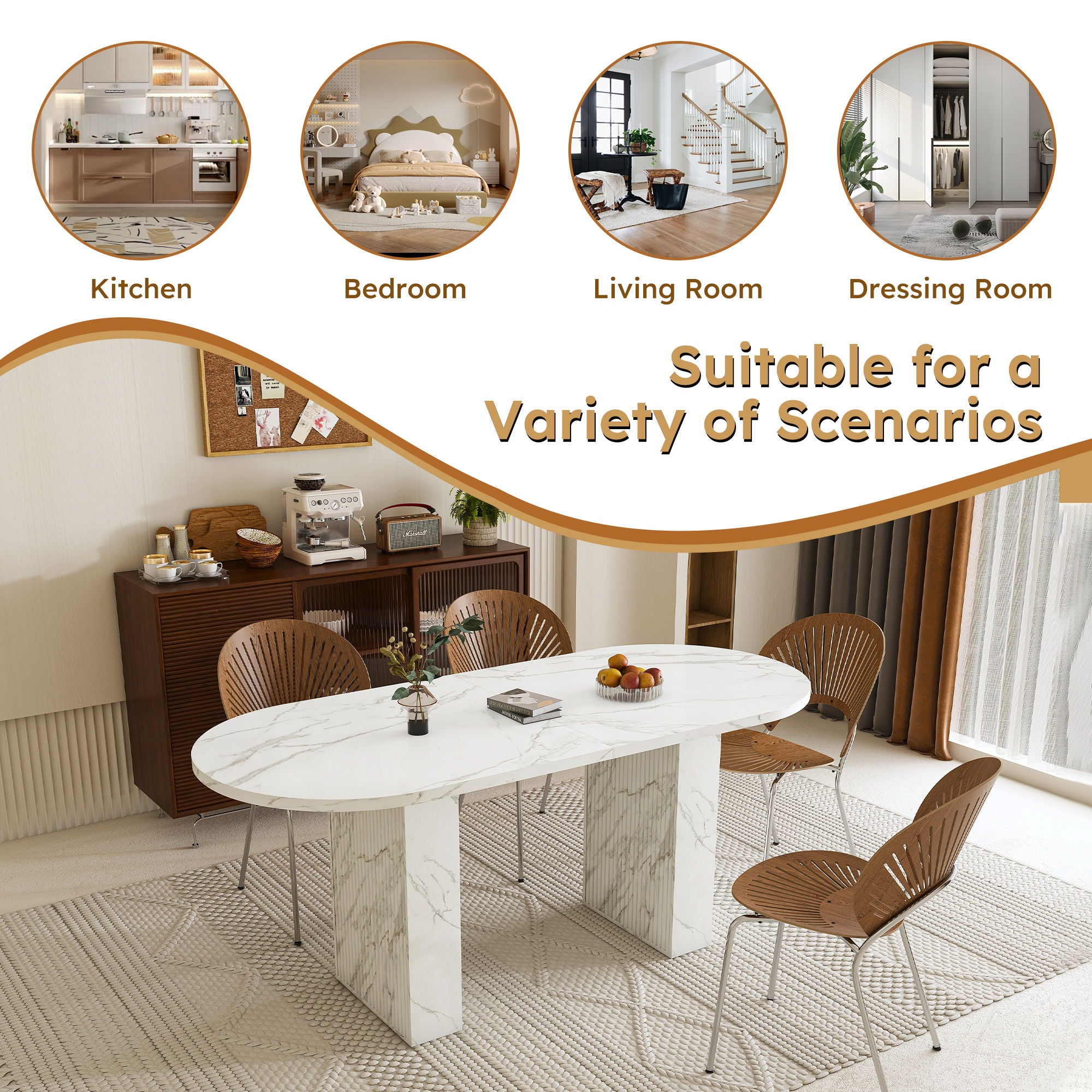 Oval Dining Table - White