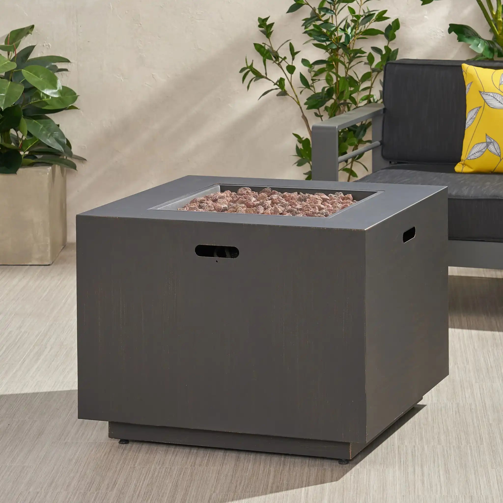 Outdoor Patio Gas Burning Fire Pit Table 50,000 Btu, Square