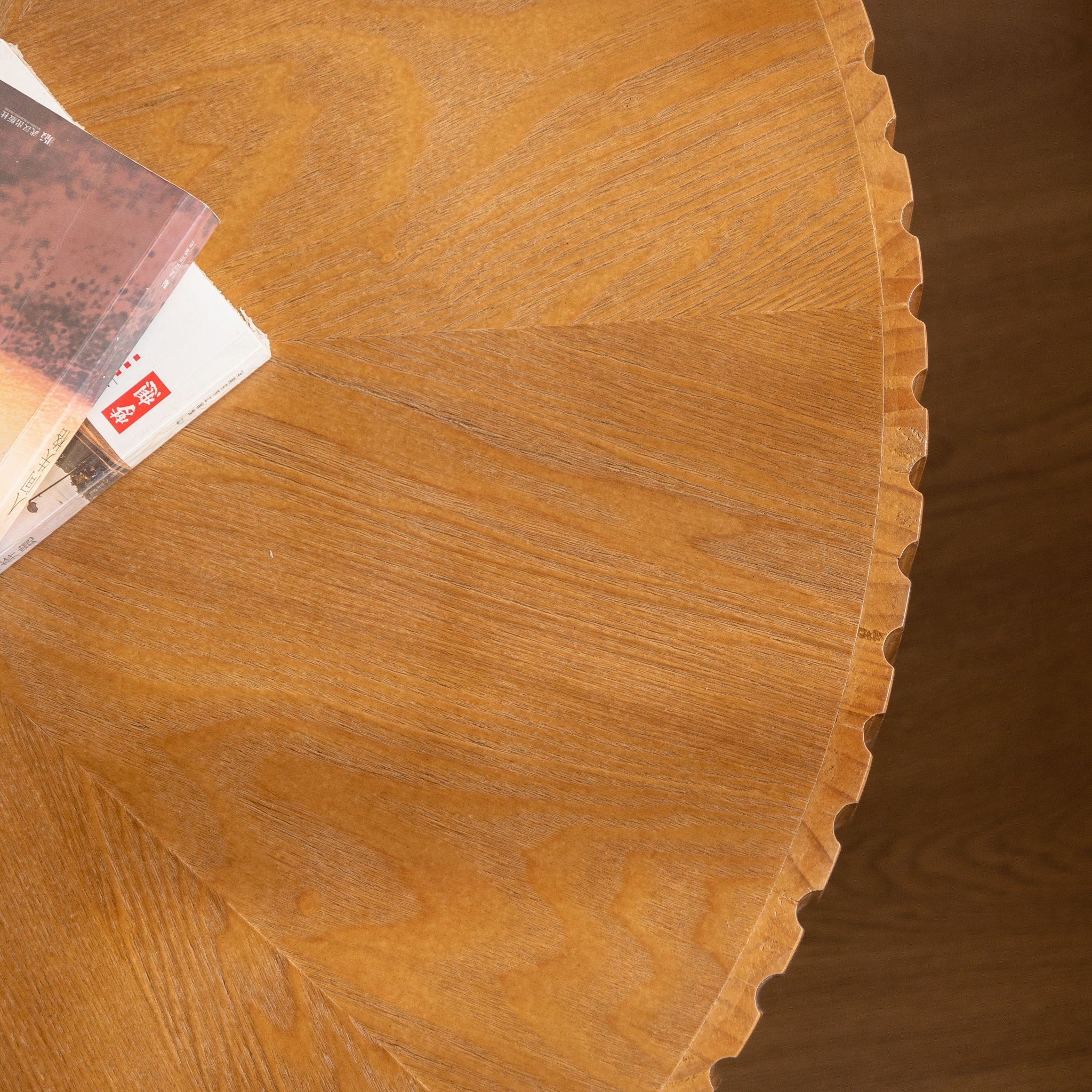 Round Retro Coffee With Solid Wood Legs