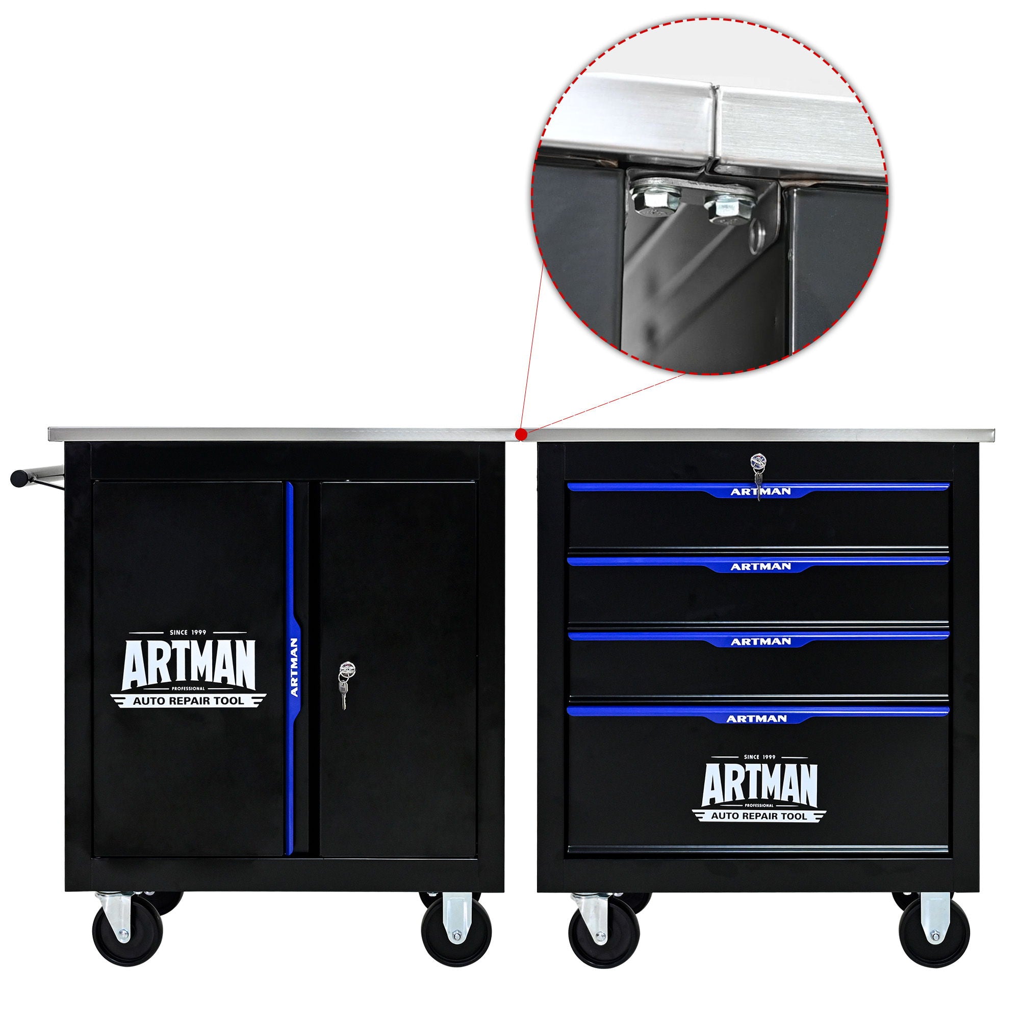 Movable Lockable Double Door Partition With Lock Multi Functional Hardware Storage Tool Car Auto Repair Locker - Black / Blue - Best Buy Furniture