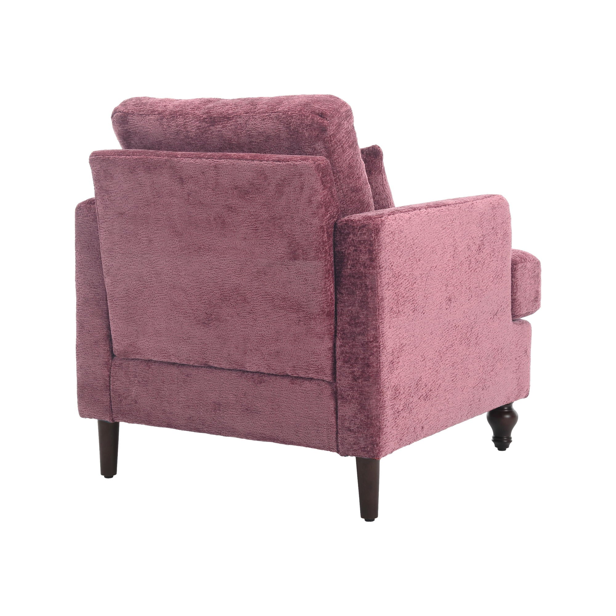 Modern Mid Century Wood Frame Armchair With Tufted Design