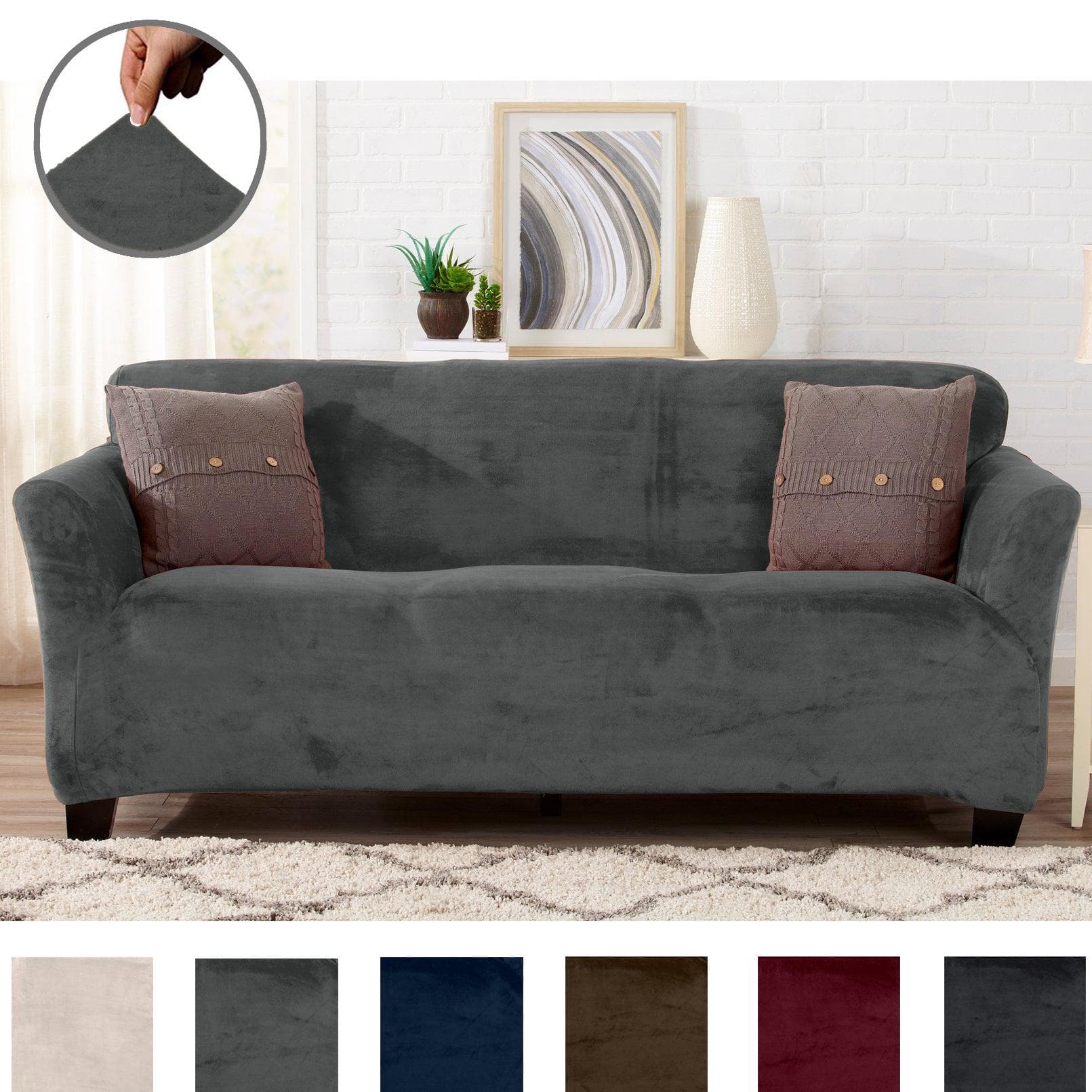 Velvet Stretch Slipcover - Gale Collection - Best Buy Furniture