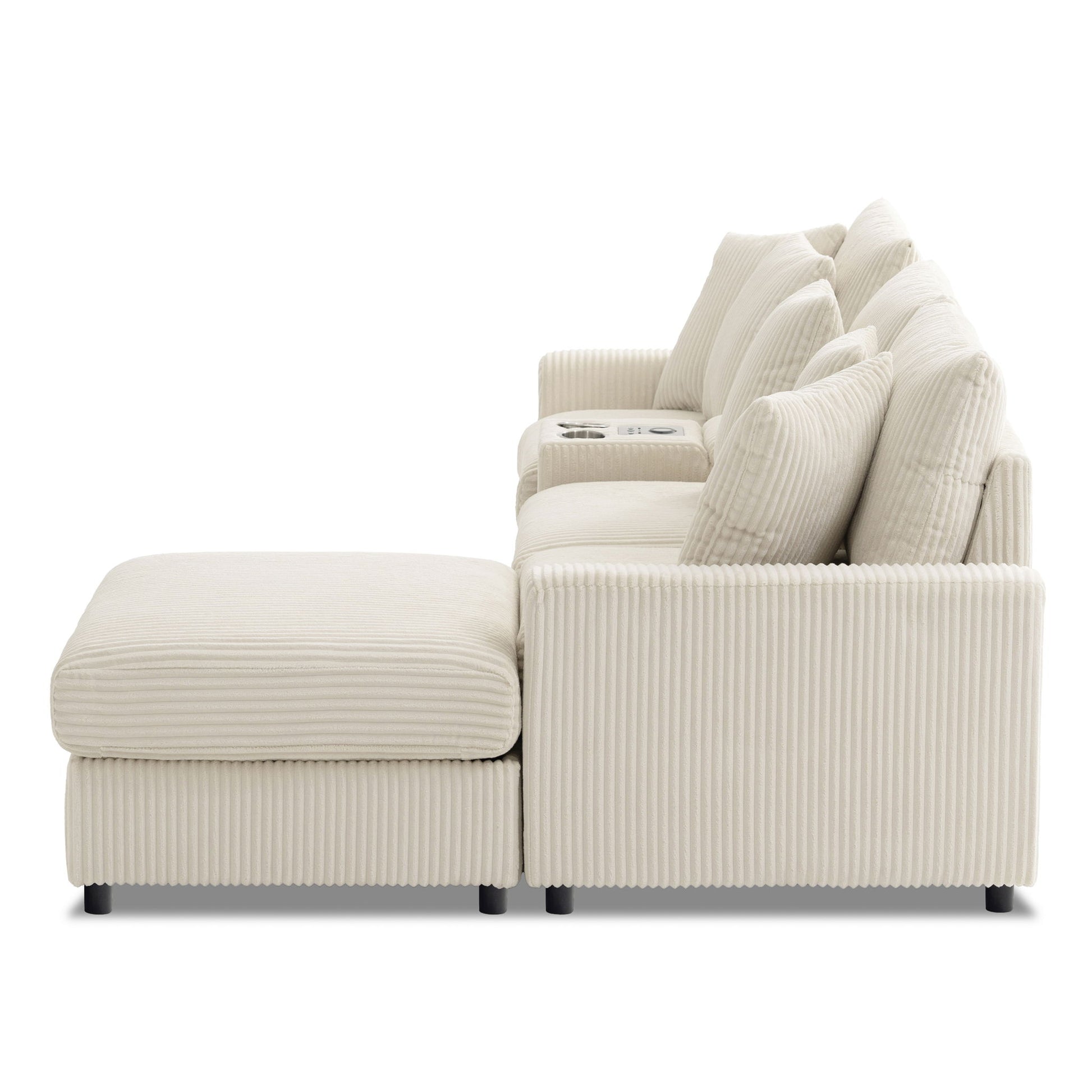 Sectional With Bluetooth Speakers L Shaped Couch With Console USB Charger, Cup Holders Storage Ottoman Deep And Wide Seat Cloud Sofa - Best Buy Furniture