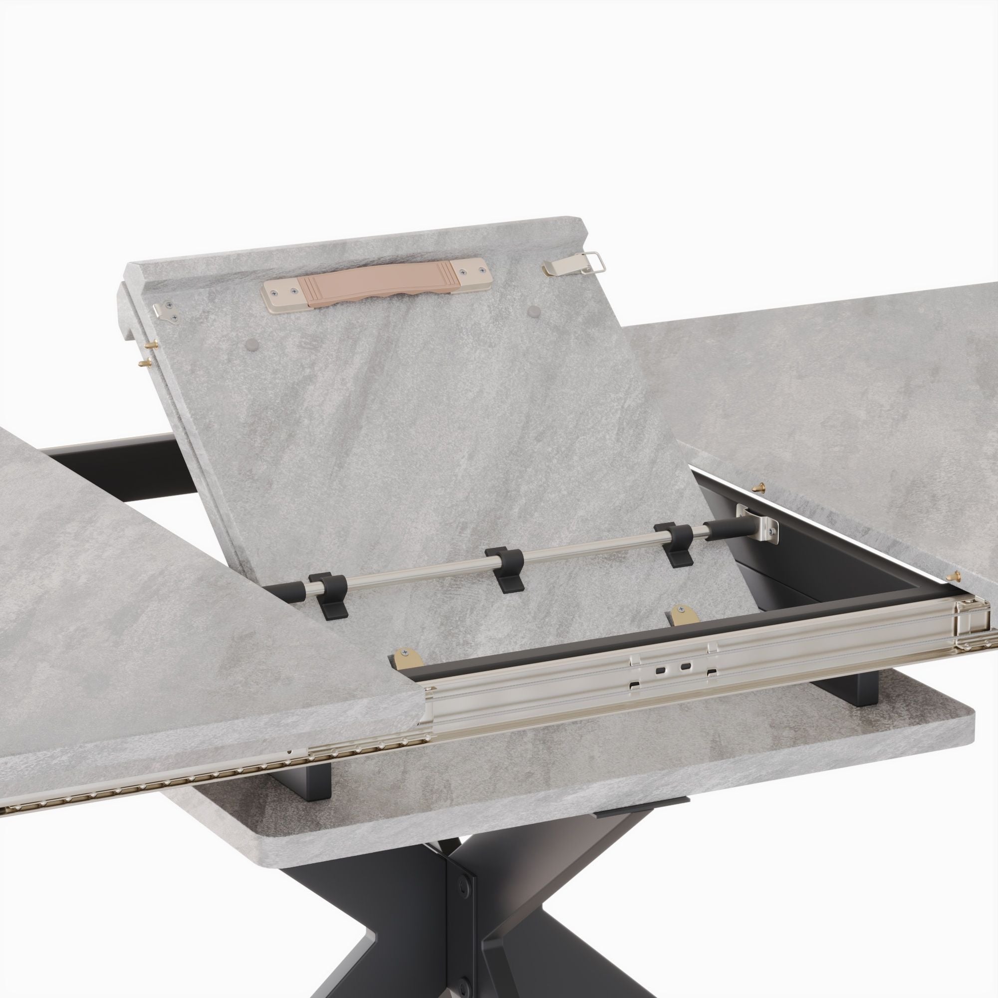 Modern Mid-Century Gray Dining Table Set With Extendable Design