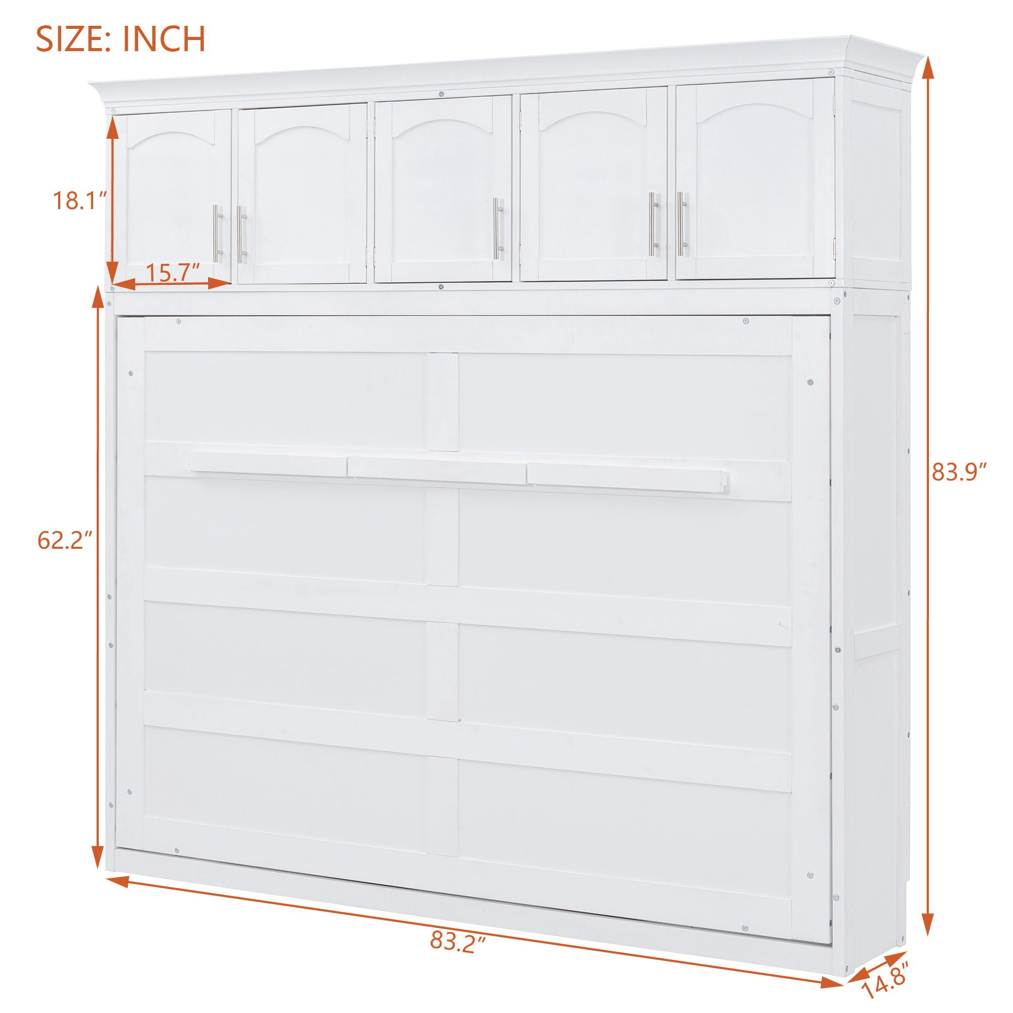 Murphy Modern Bed With Top Cabinets For Space Saving And Comfort