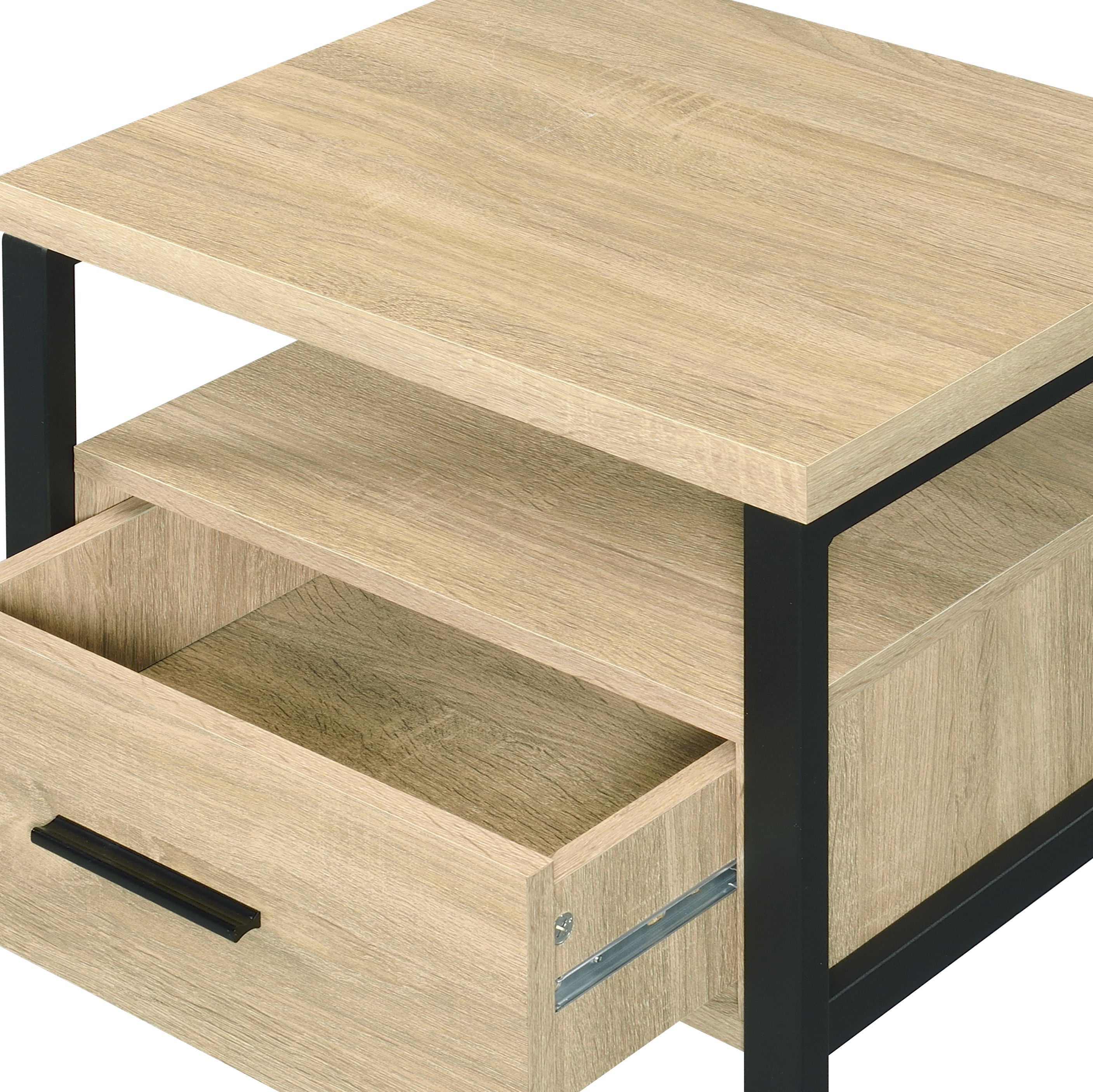 Oak Finish Nightstand with 1 Drawer and 1 Shelf