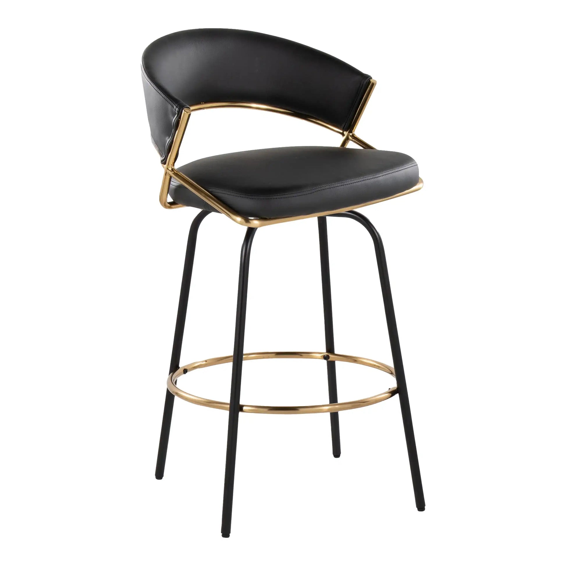 Jie - Fixed Height Contemporary Counter Stool With Swivel Round Footrest (Set of 2) - Best Buy Furniture
