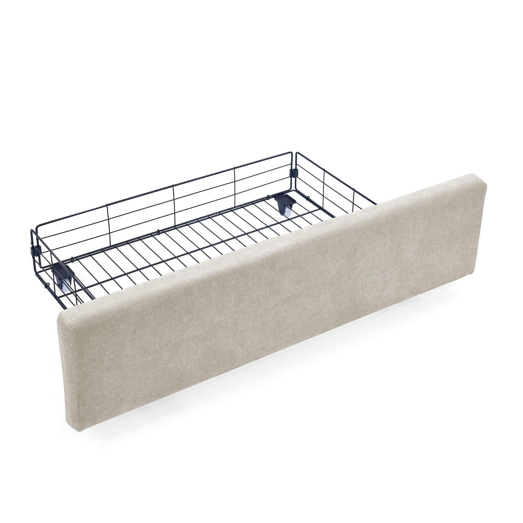 Modern Cushioned Bed Frame With Headboard And Drawers