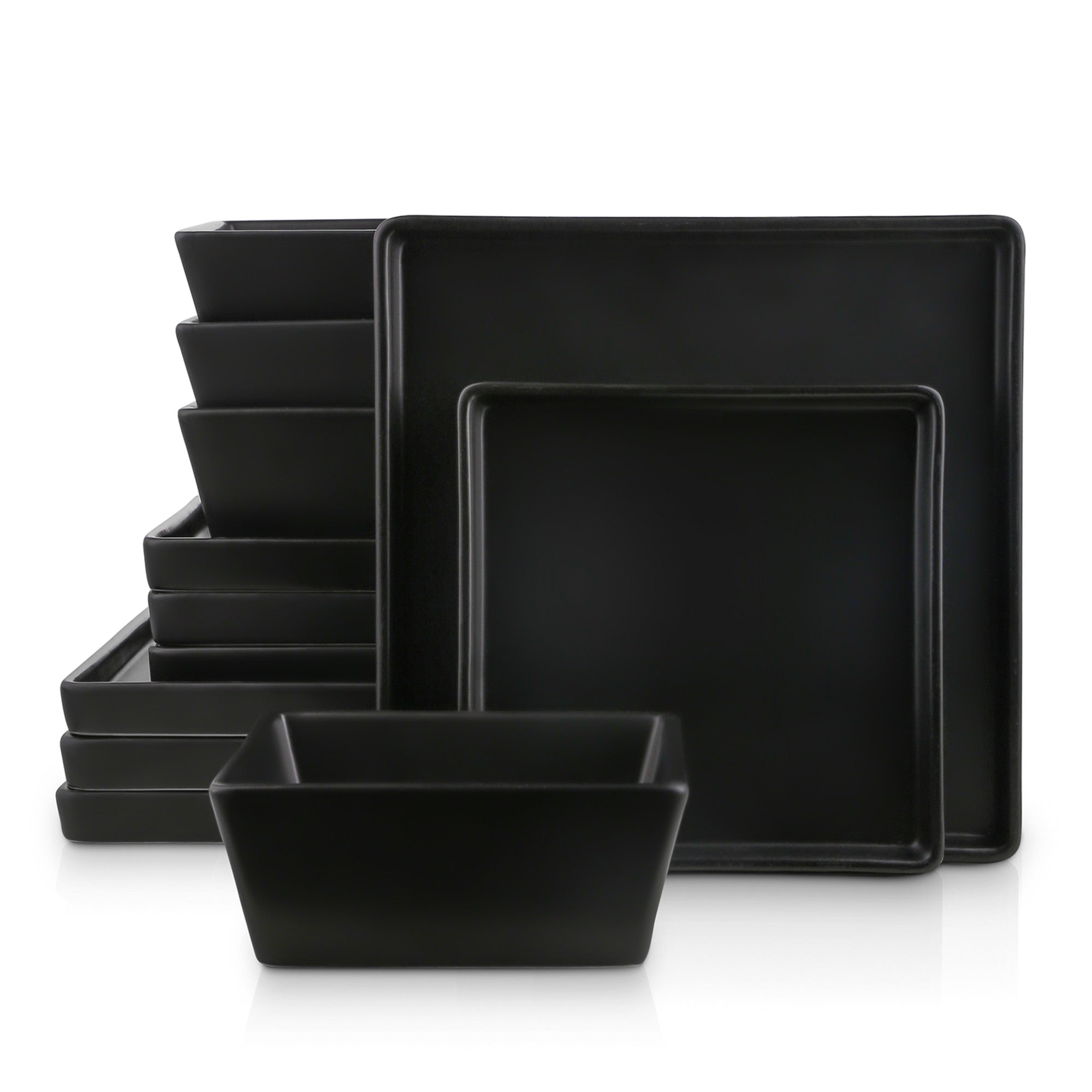Grace Stoneware Dinnerware Set - Black Matte