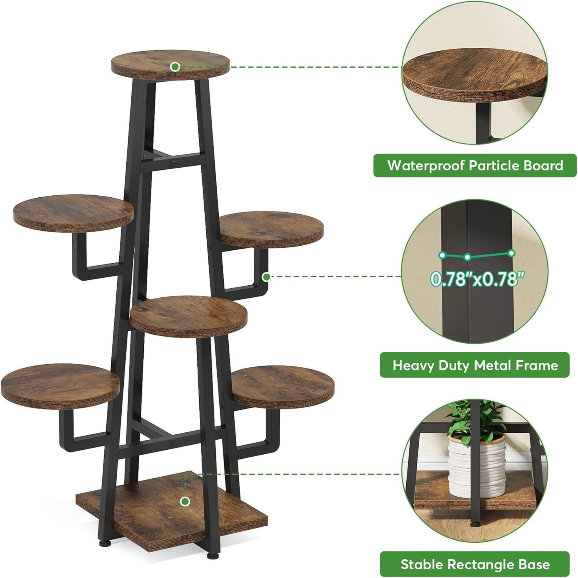 7 Tier Corner Plant Shelf With High Low Design For Living Room