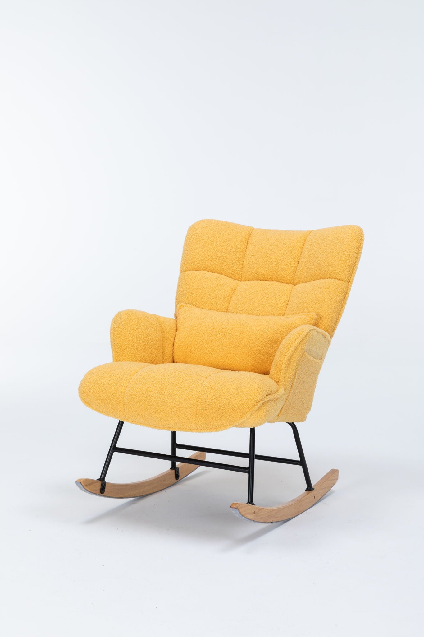 Rocking Chair Nursery, Teddy Upholstered Glider Rocker With High Backrest, Reading Chair Modern Rocking Accent Chairs Glider Recliner For Living Room - Yellow - Best Buy Furniture