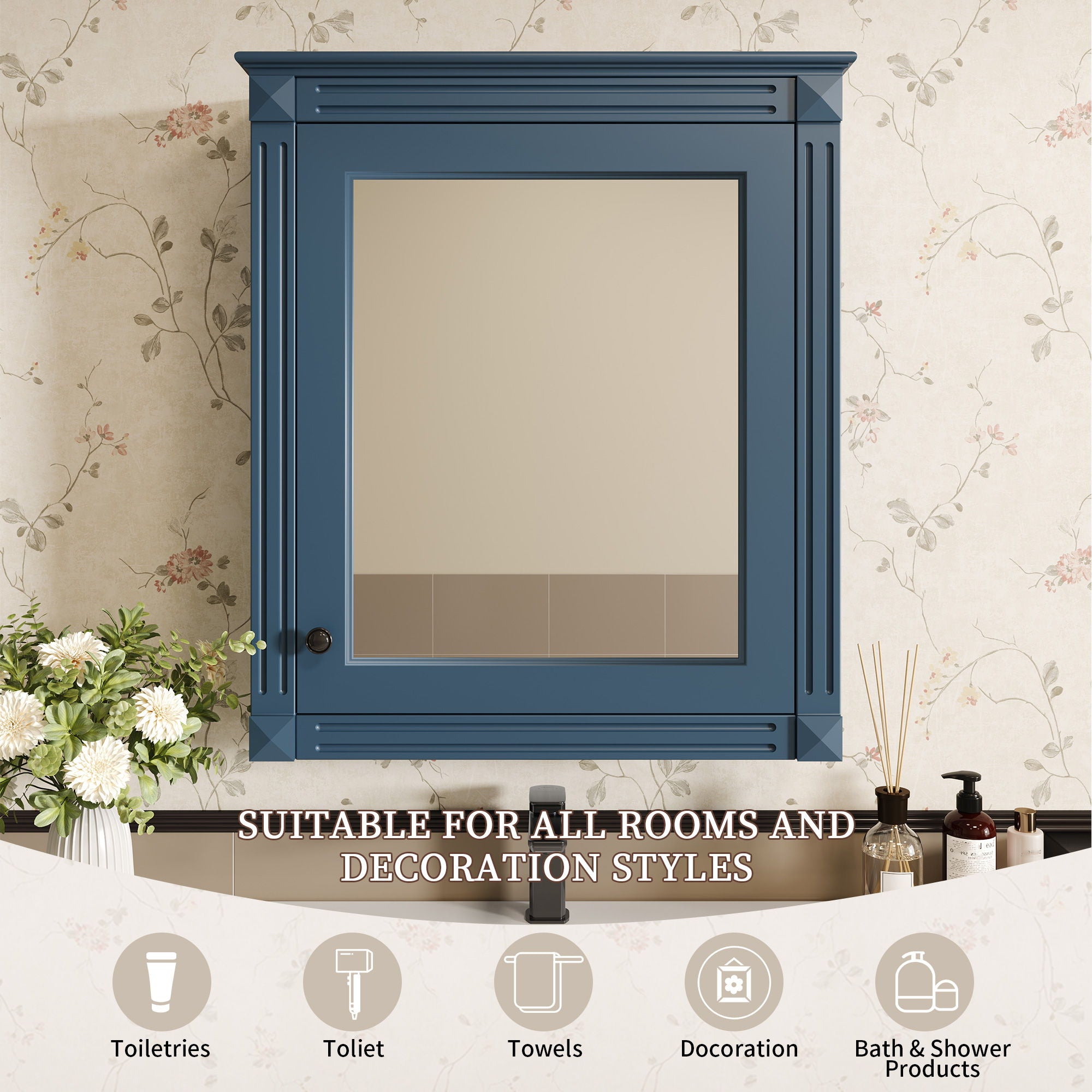 Wall Mounted Bathroom Storage Cabinet With Mirror, Medicine Cabinet With Height Adjustable Shelf