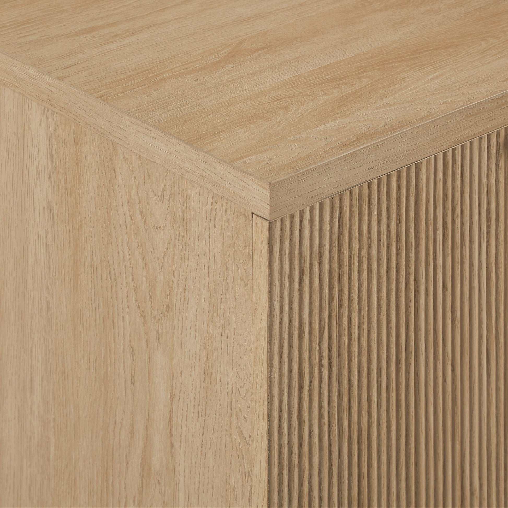 Modern Scandi Fluted Door Storage Console - Coastal Oak - Best Buy Furniture
