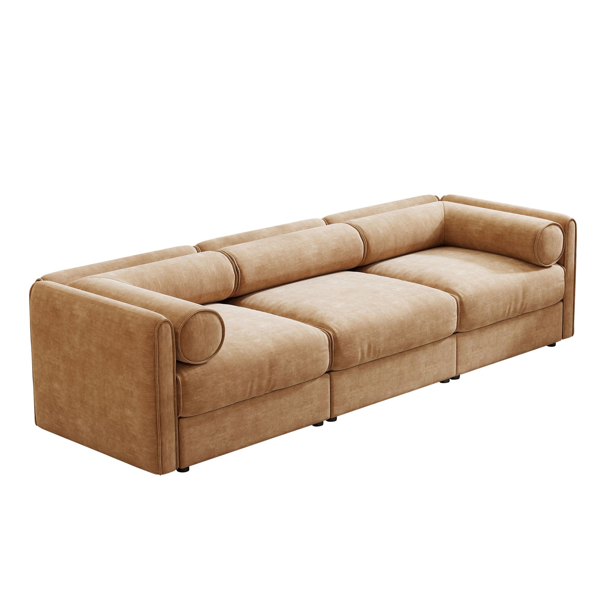 Stylish Chenille Sofa With Storage Seat And Cylindrical Backrest - Best Buy Furniture