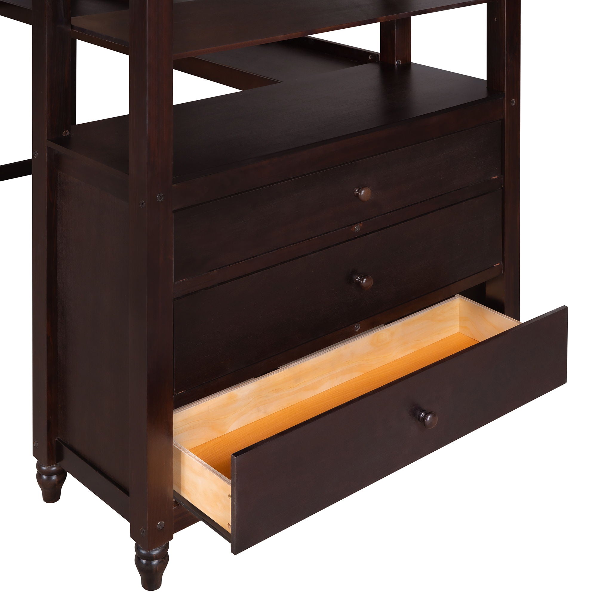 Loft Bed With Drawers With Desk And Shelves