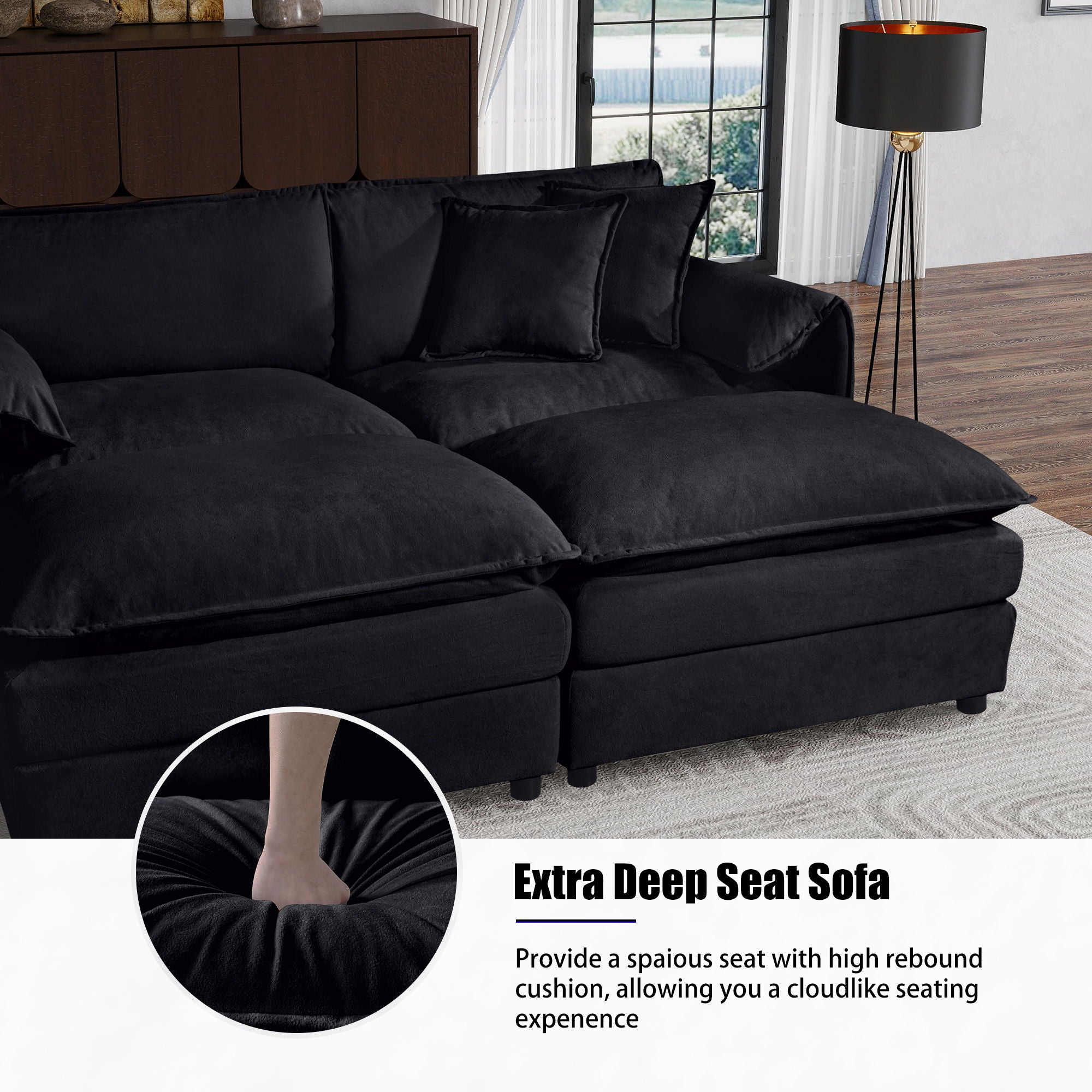 Modern Chenille Oversized Accent Chair, Comfy Single Sofa With Large Seat (Set of 2)
