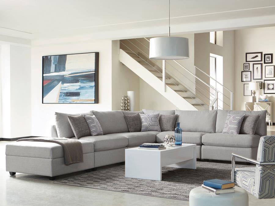 Cambria - Square Upholstered Storage Ottoman - Gray