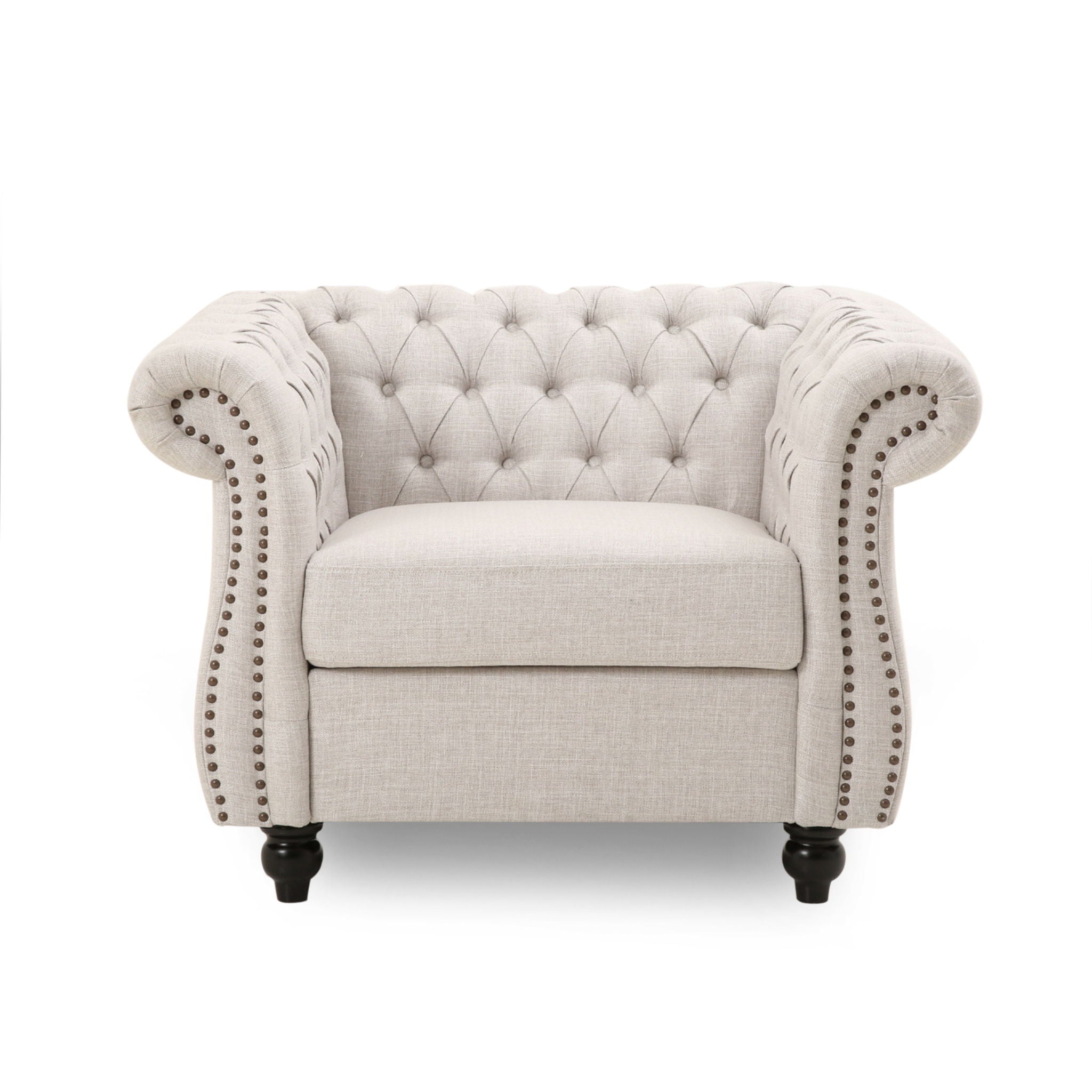 Nexuson - Upholstered Chesterfield Chair With Deep Tufted And Nailhead Trim