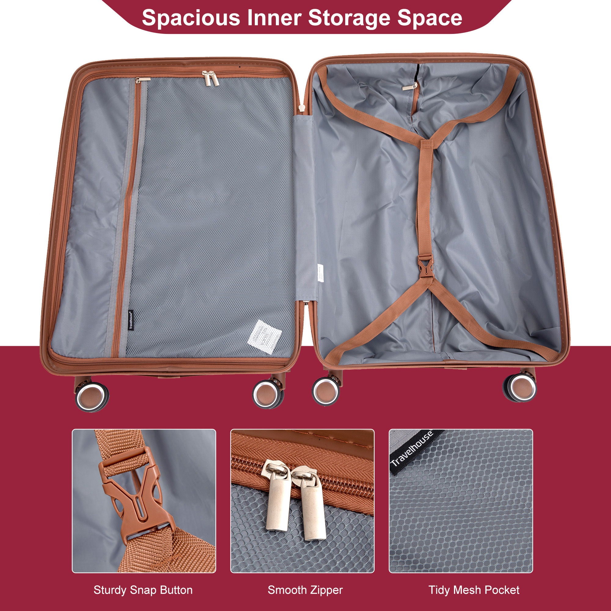 5 Piece Set Hardshell Carry On Luggage Set With Tsa Lock