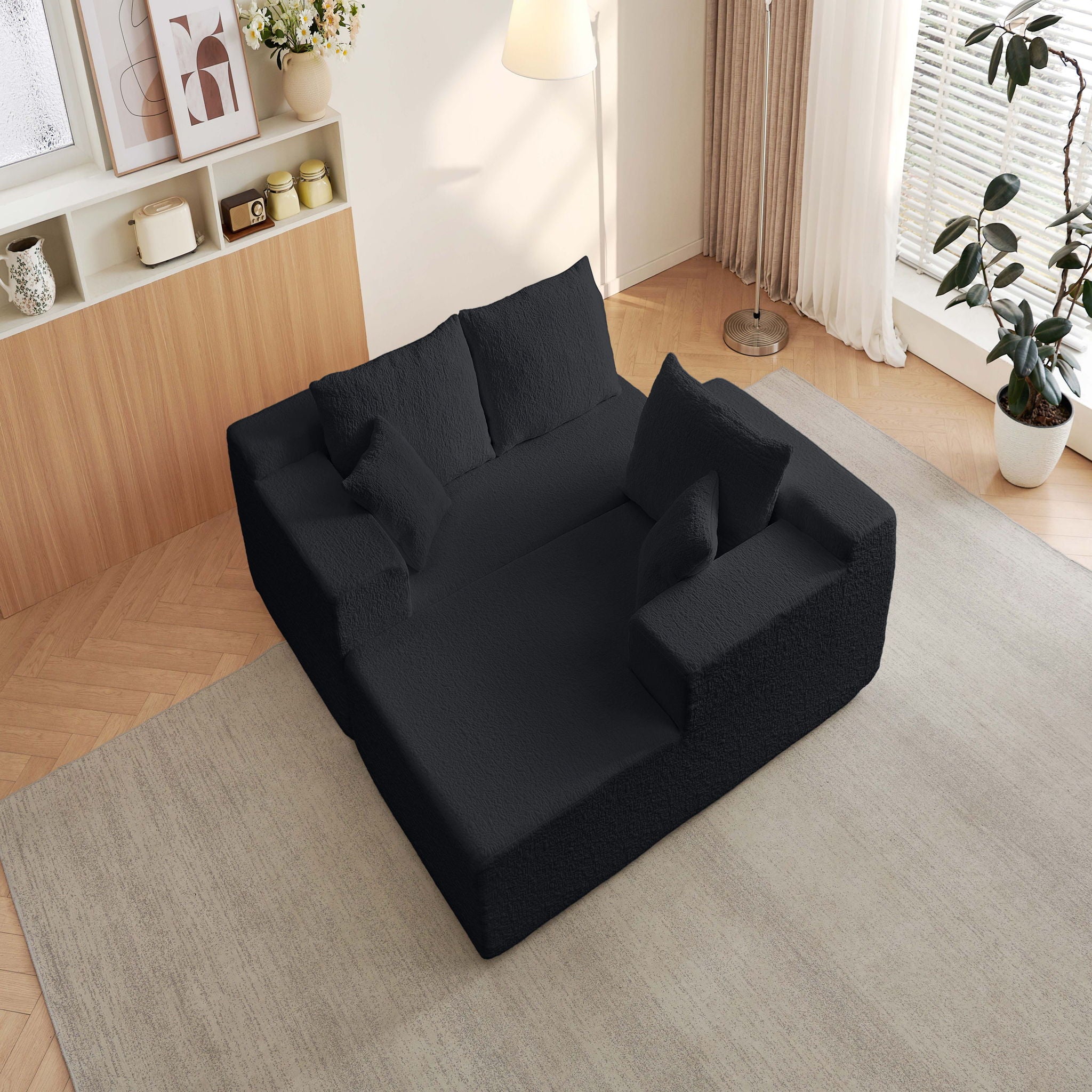 Modular Cloud Sectional Couch With L Shape Chaise - Black