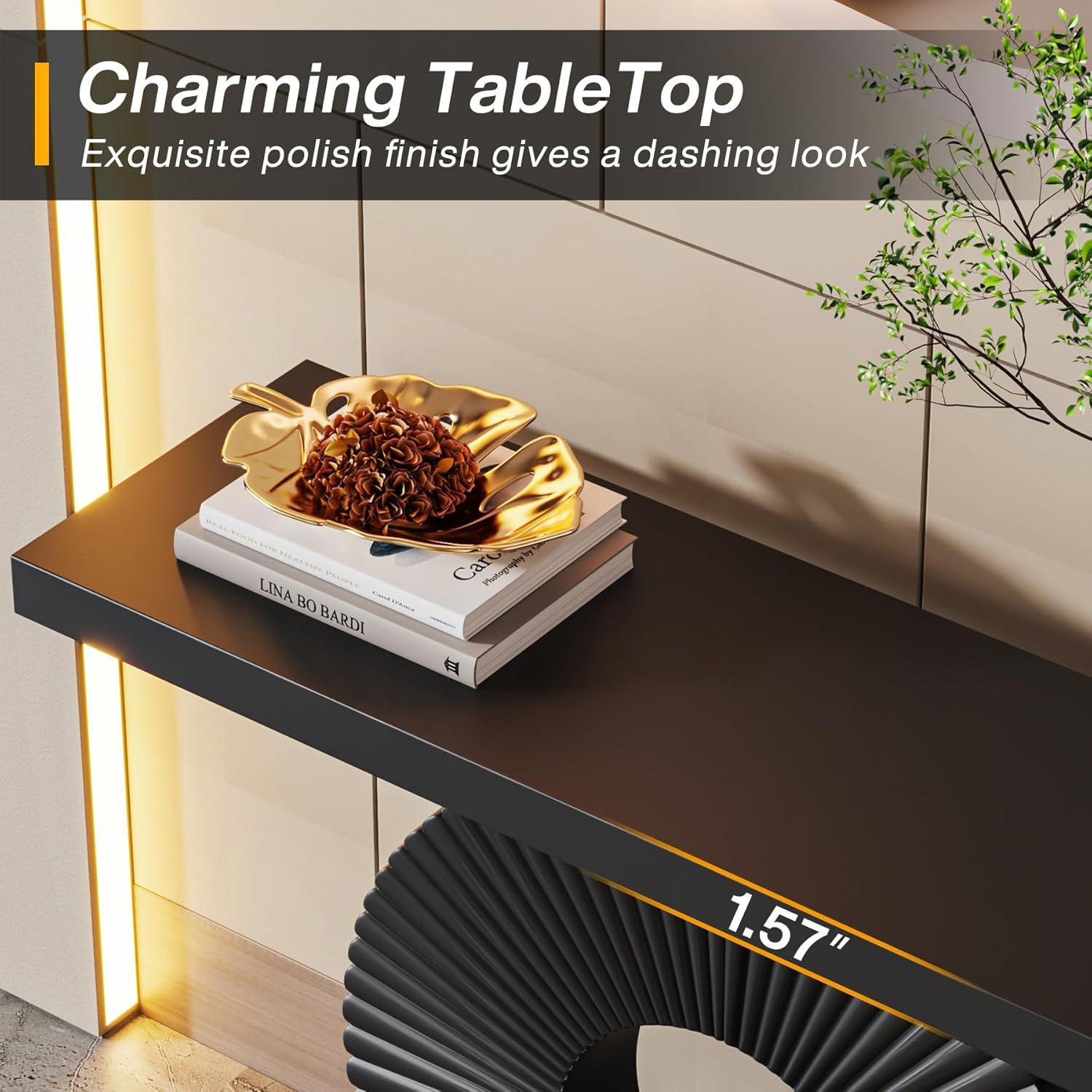 Modern Console Table With Sculptural Geometric Base