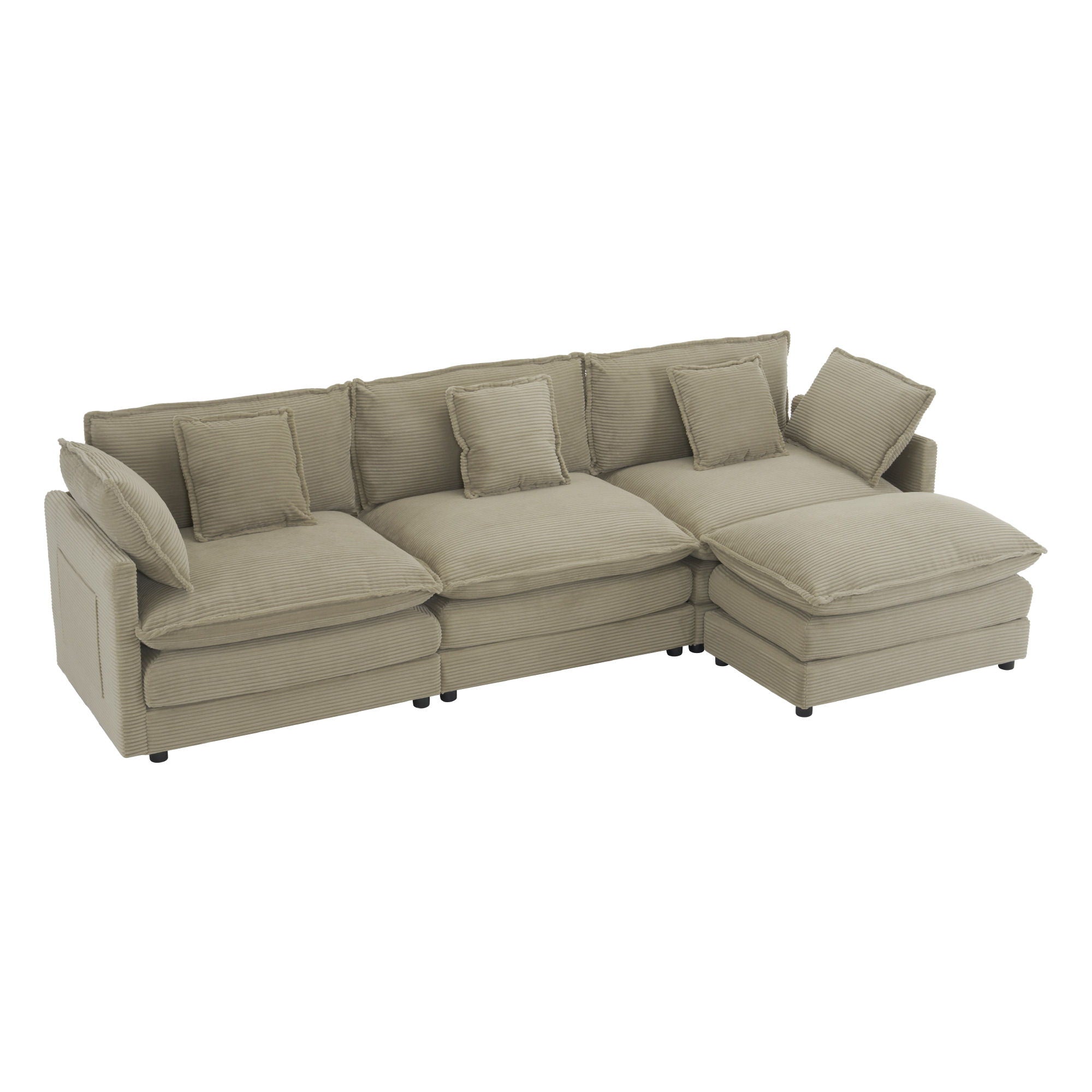 Modern Modular Sectional Sofa With Side Storage Pockets For Living Room
