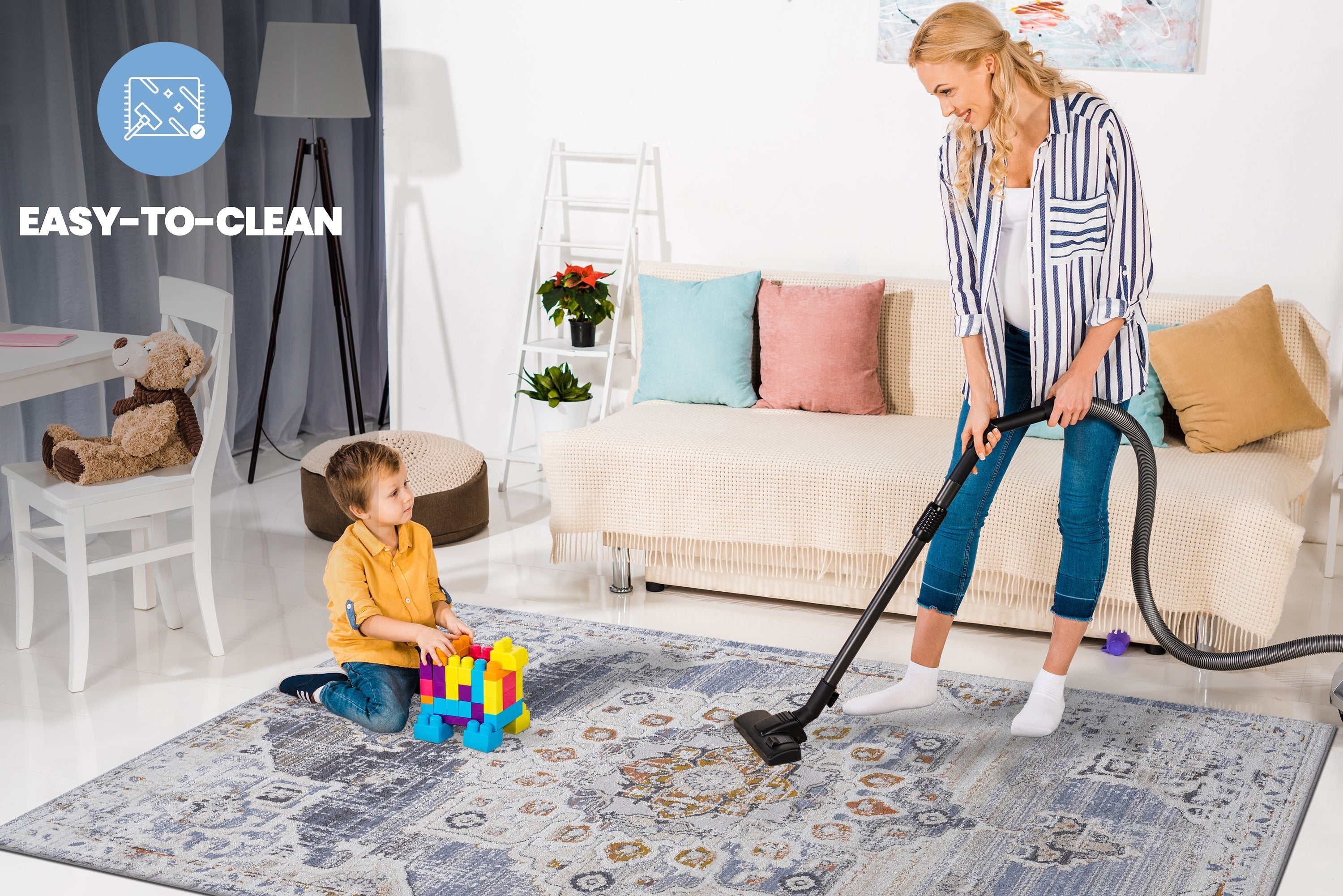 NAAR PAYAS Collection Medallion Non-Shedding  and Stain Resistant Area Rug