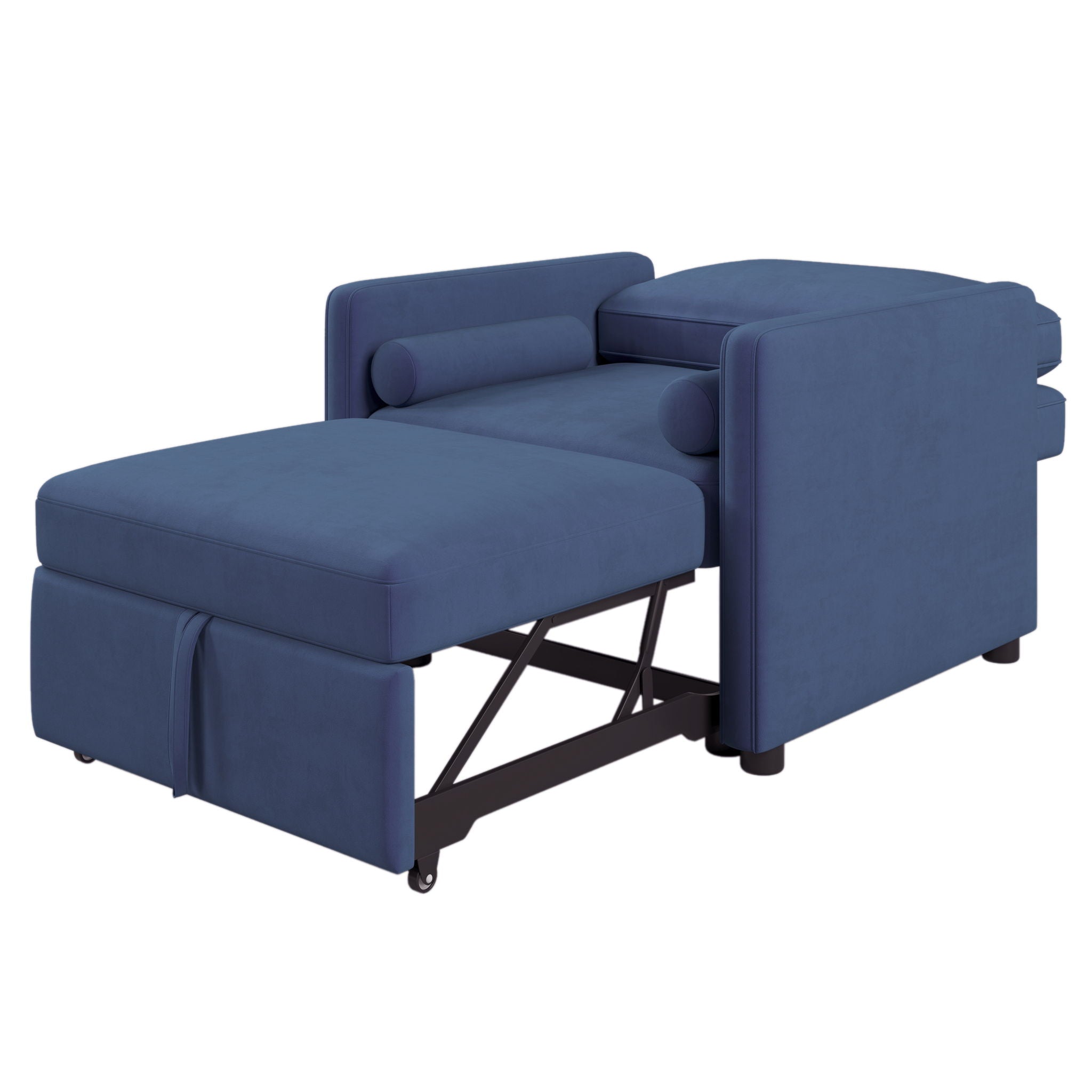 3 In 1 Convertible Sleeper Chair With Adjustable Backrest, Lounger Chair Turns Into Bed