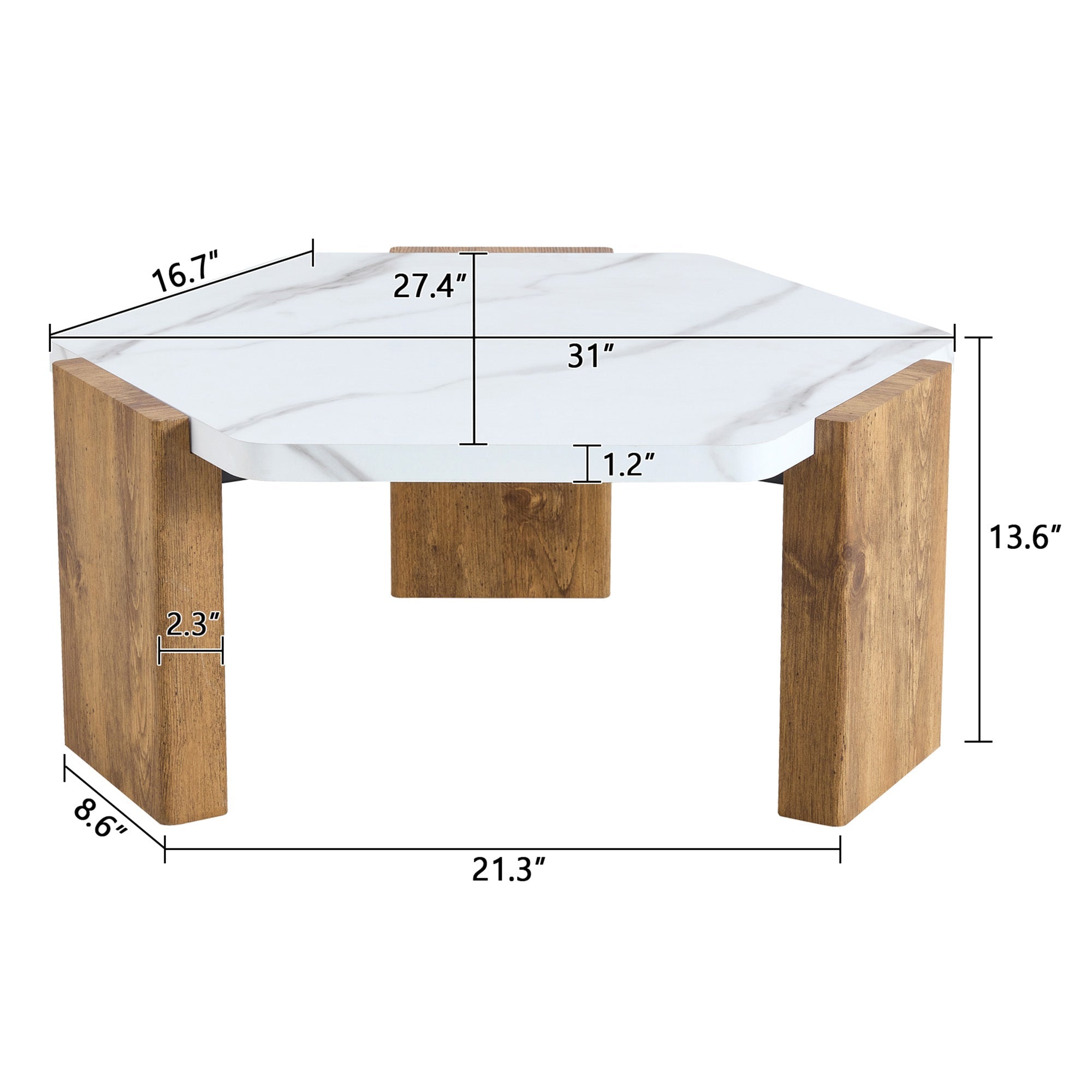 31-Inch Modern-Style Hexagonal Coffee Table