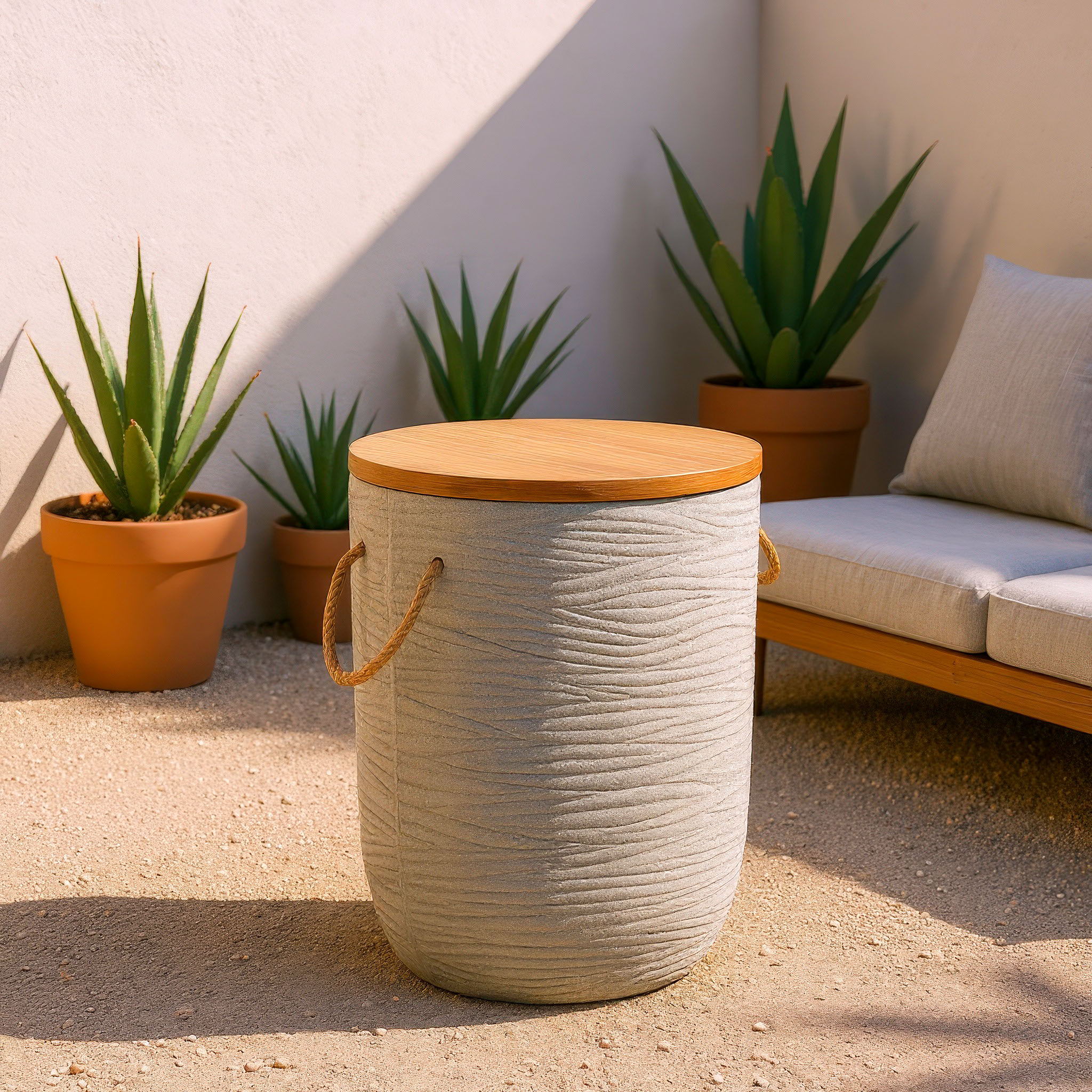 Biban - Outdoor Side Table - Natural & Brown