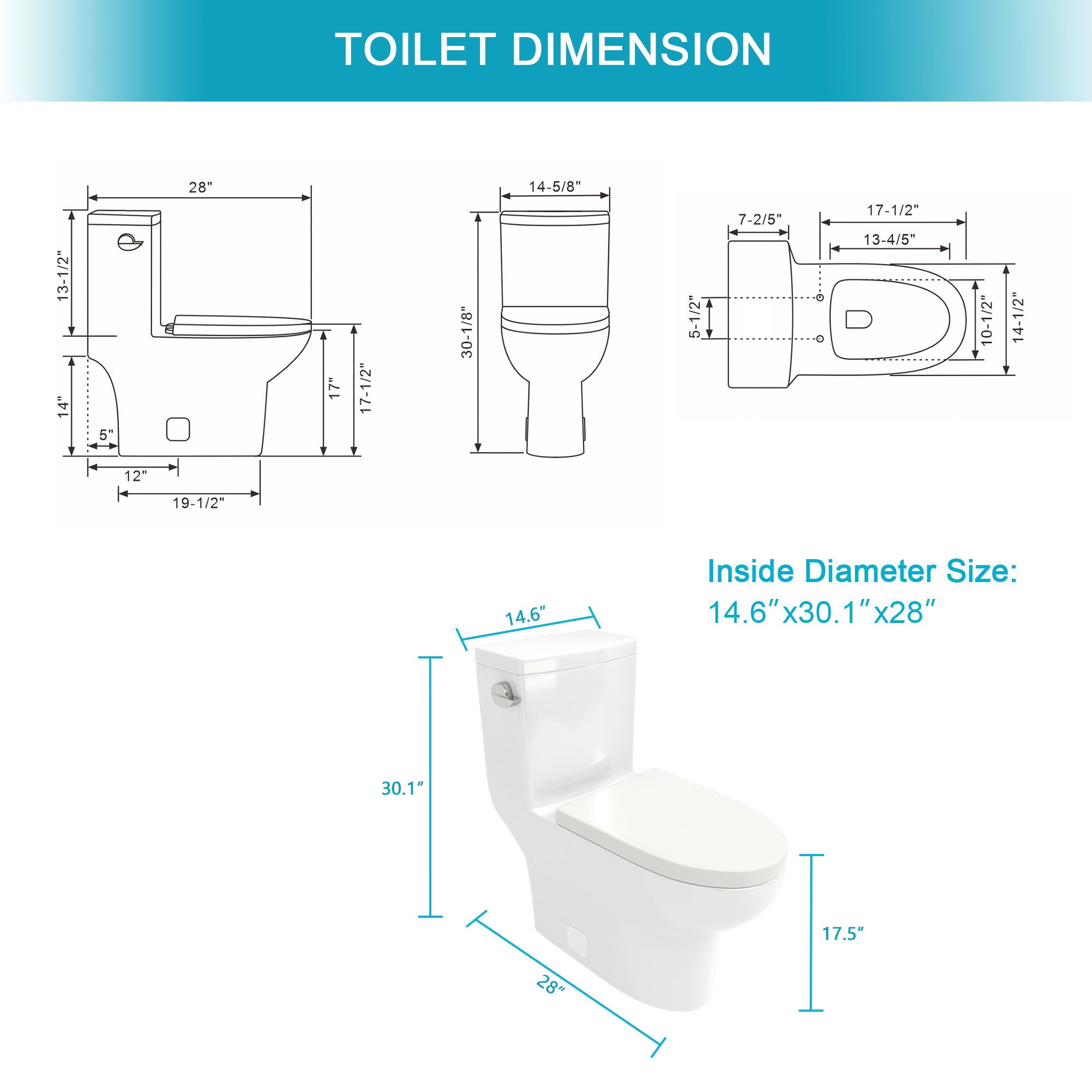 Toilet With Soft Close Seat - White