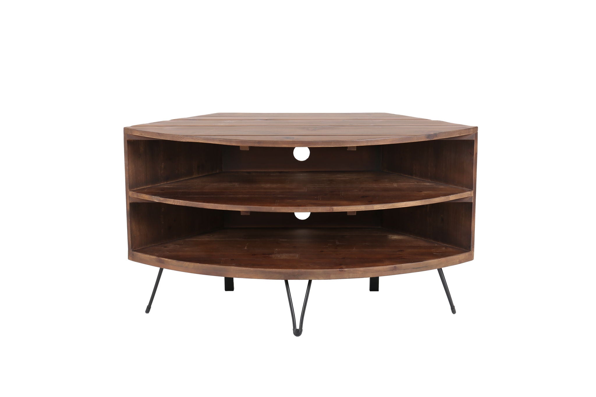 Fan Shape Reclaimed Wood Corner Media Table For Living Room Wise Use Your Space - Natural - Best Buy Furniture