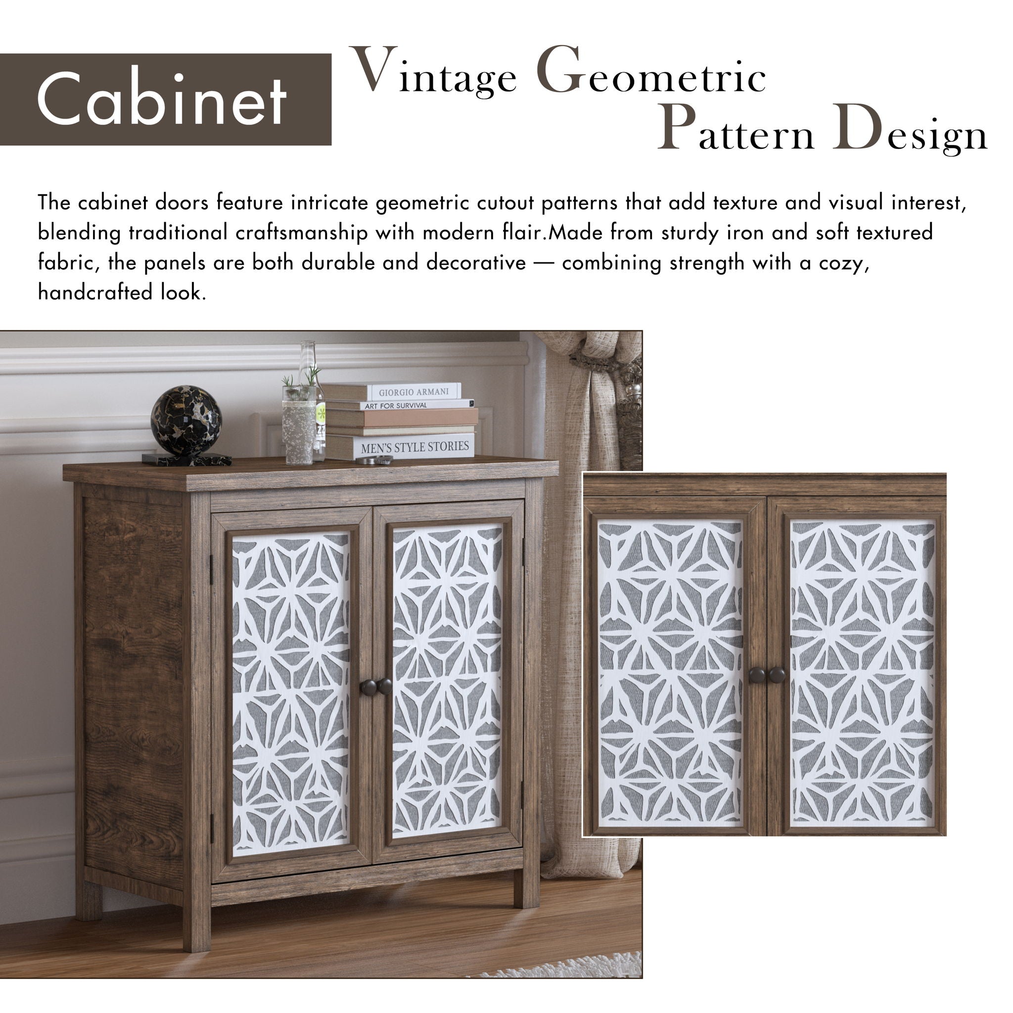 Storage Cabinet, Organizer - Brown Antique White