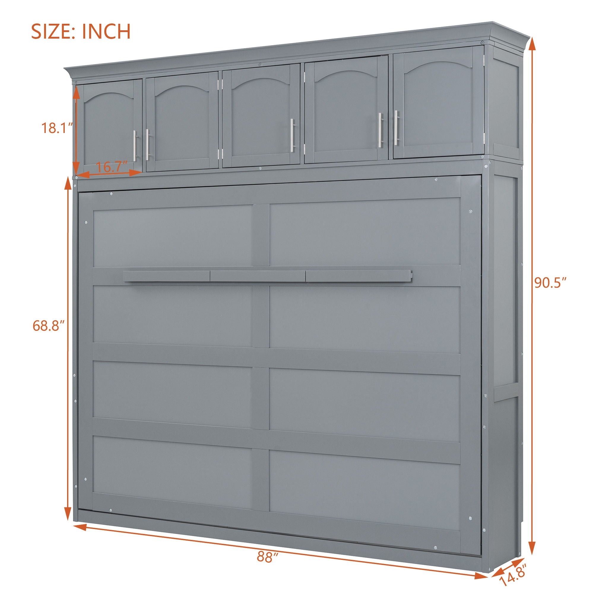 Murphy Modern Bed With Top Cabinets For Space Saving And Comfort