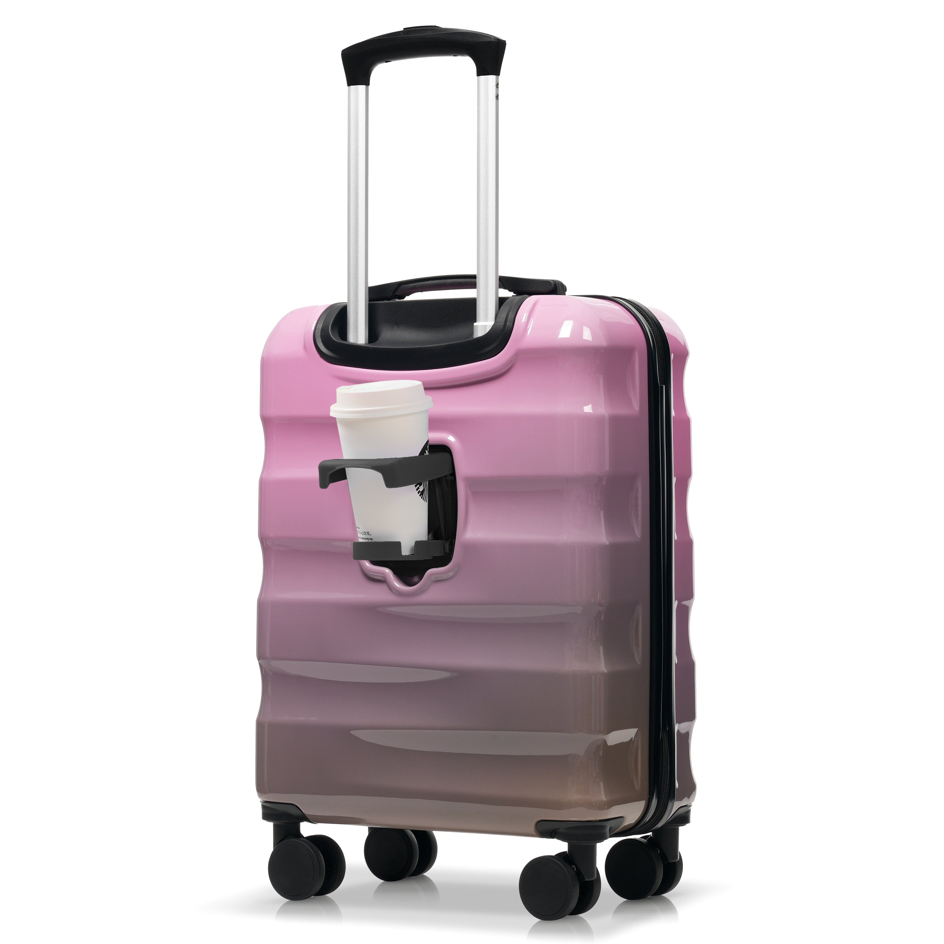20-Inch Carry-On Suitcase with Dual Wheels and Water Bottle Holder