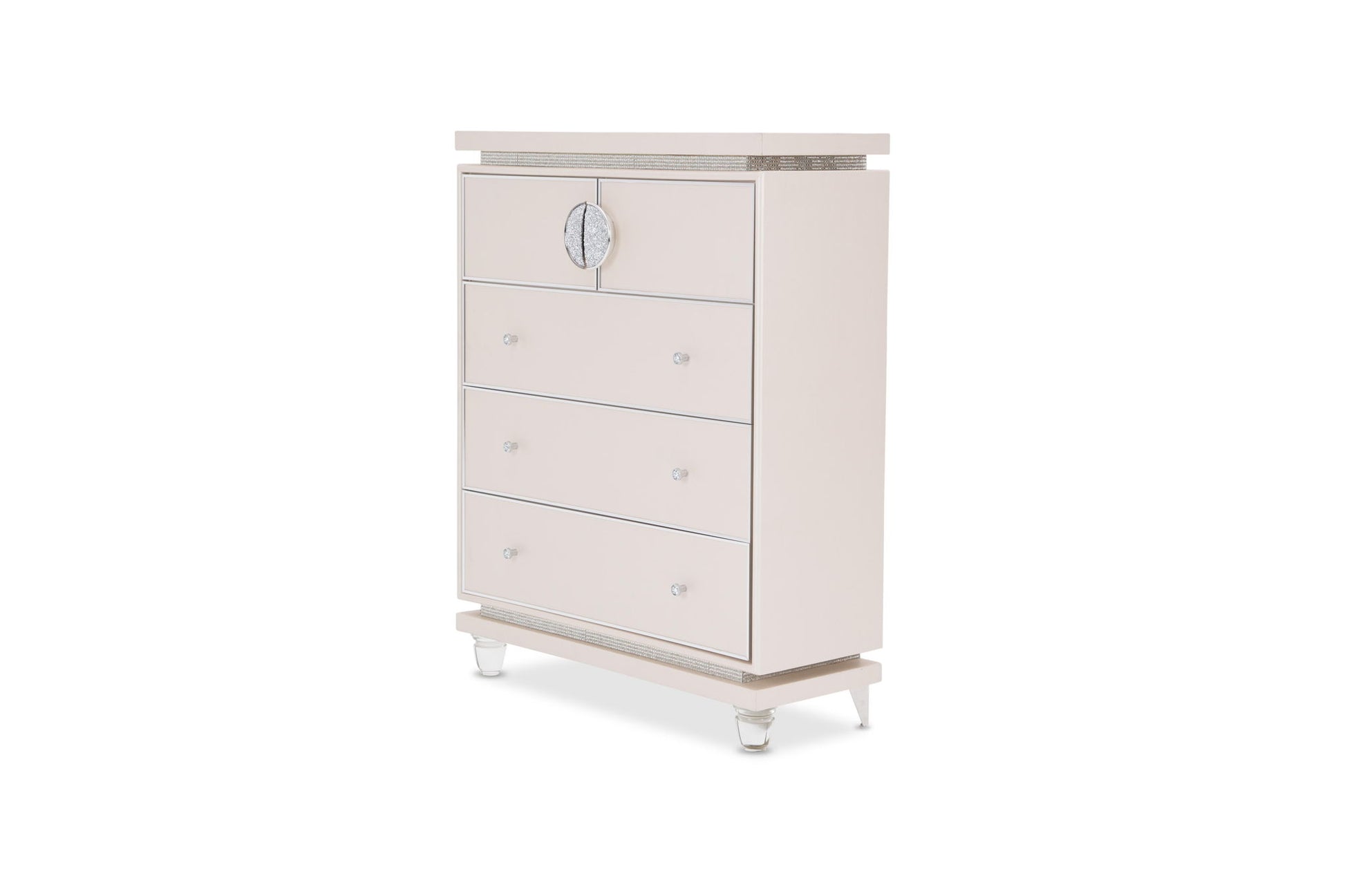 Glimmering Heights - Upholstered 5 Drawer Chest - Ivory - Best Buy Furniture