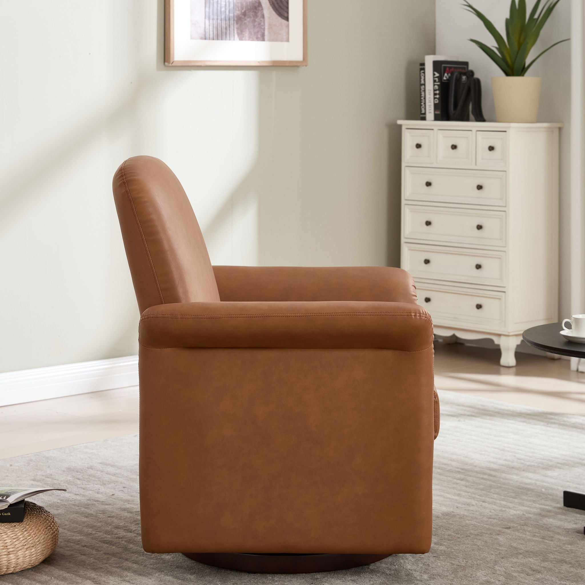 Modern Swivel Barrel Accent Chair With Base