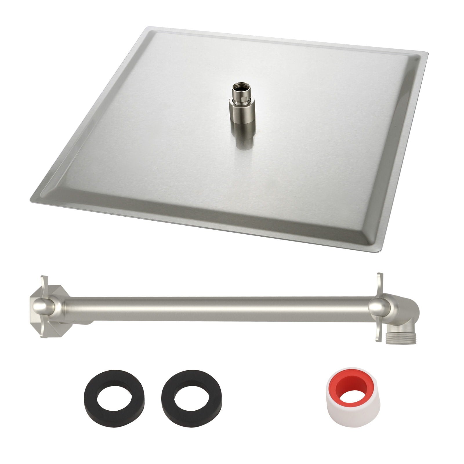 Luxury Rain Shower Head With Adjustable Arm, 10" Square, Stainless Steel - Brushed Nickel - Best Buy Furniture