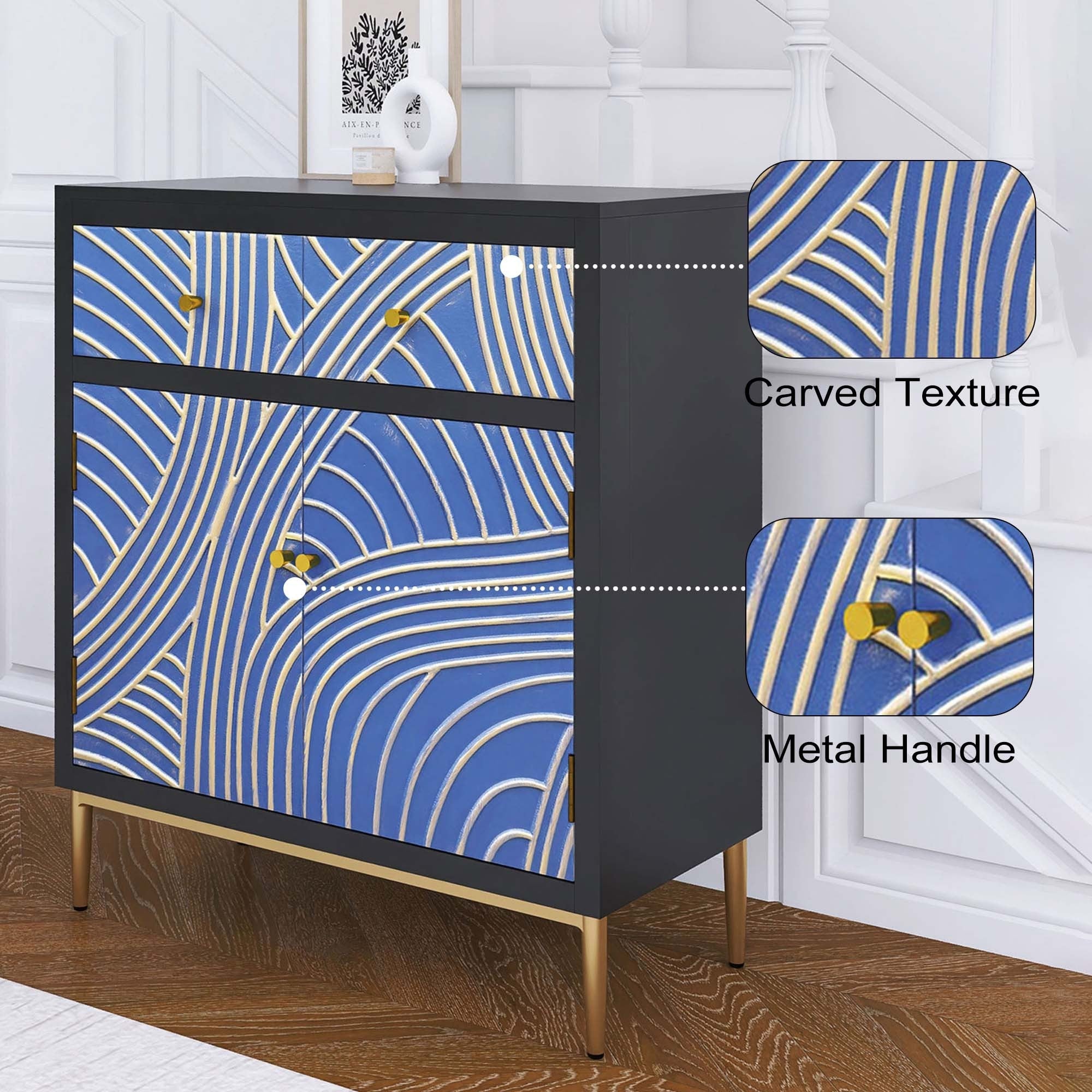 Black & Blue Modern MDF Storage Cabinet – Adjustable Shelf & Drawer - Best Buy Furniture