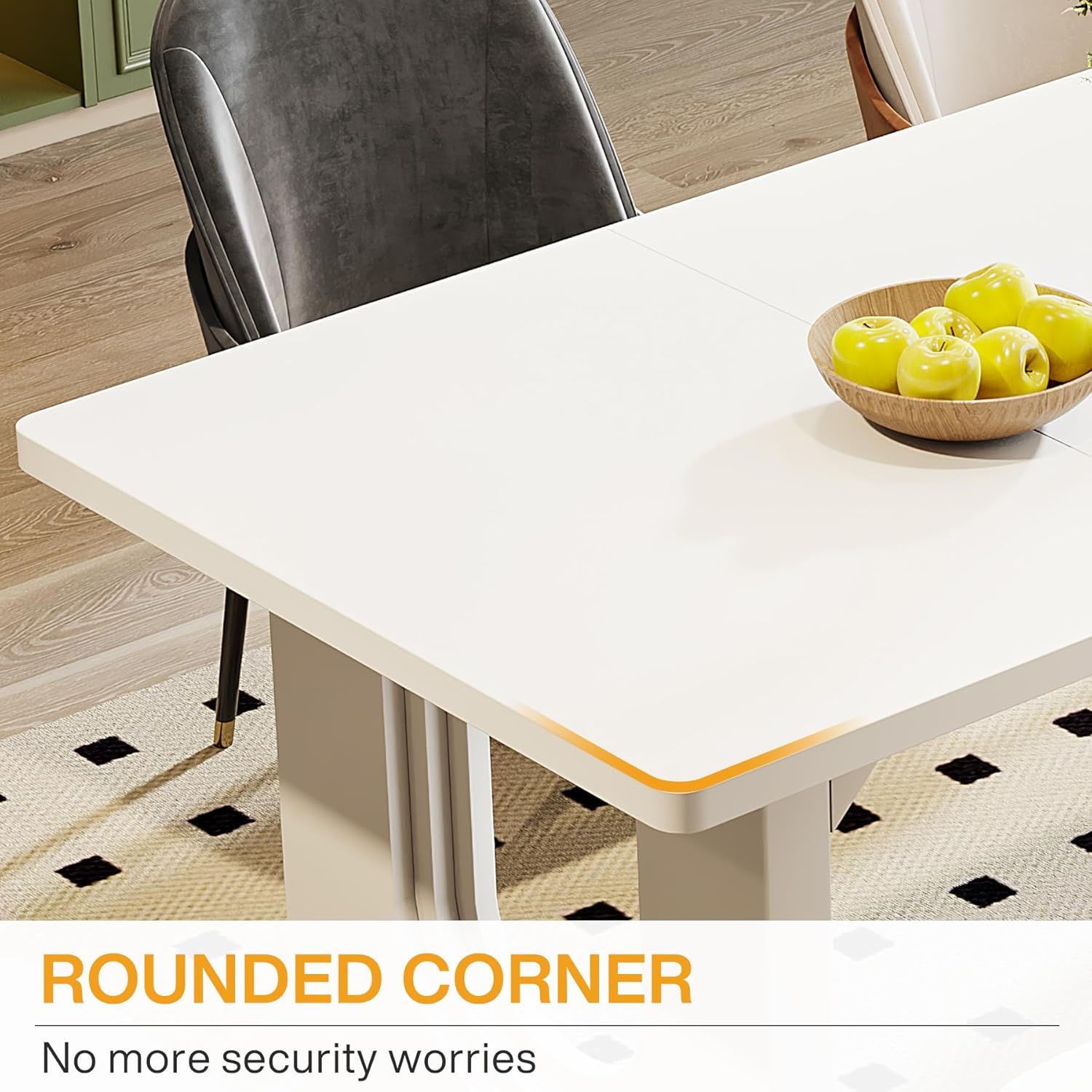 Rectangular Dining Table For 6 - 8 People With Pedestal Base