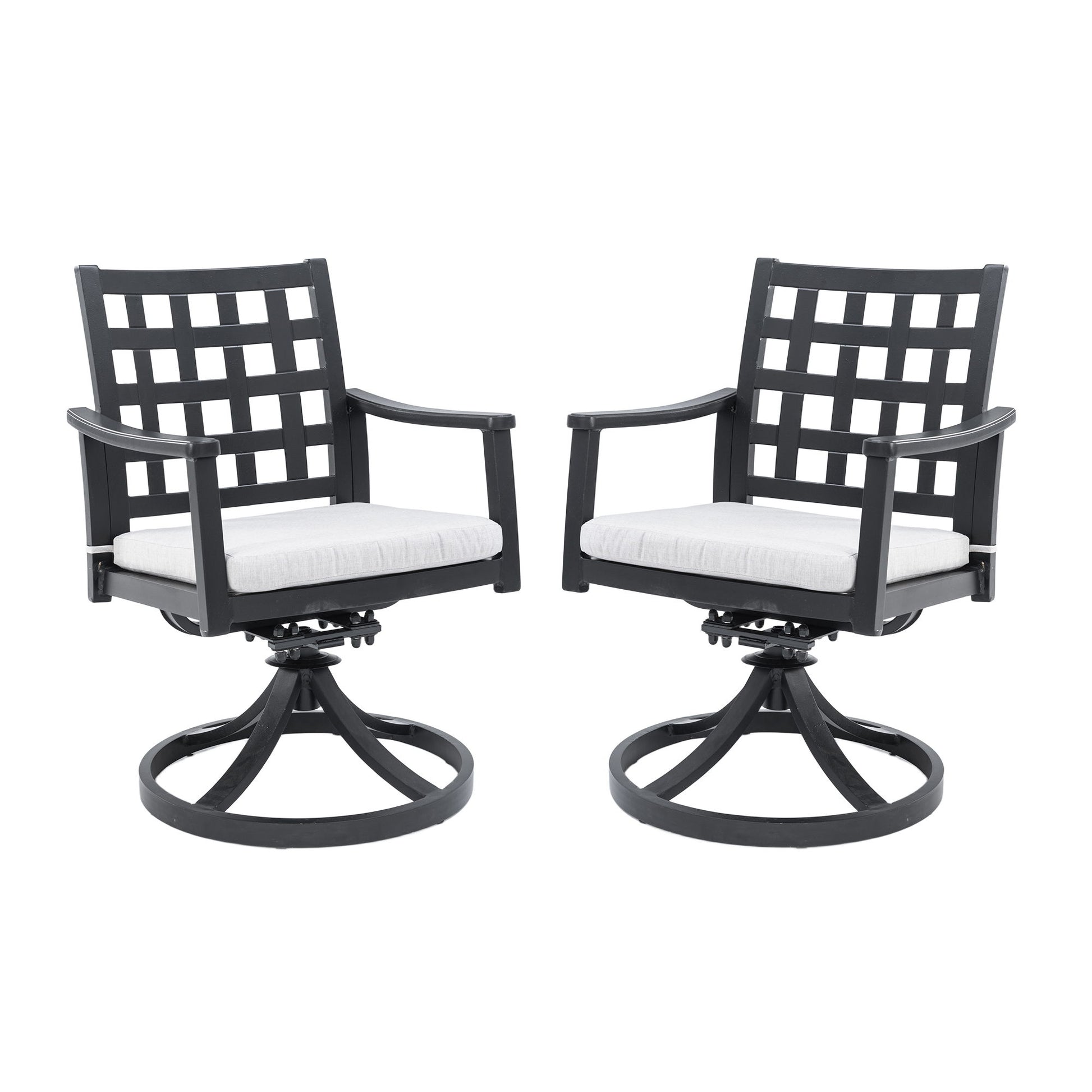 Modern Classic Outdoor Dining Swivel Rockers With Sunbrella Cushion, Lattice Design, Weather Resistant Frame (Set of 2) - Ember Black - Best Buy Furniture
