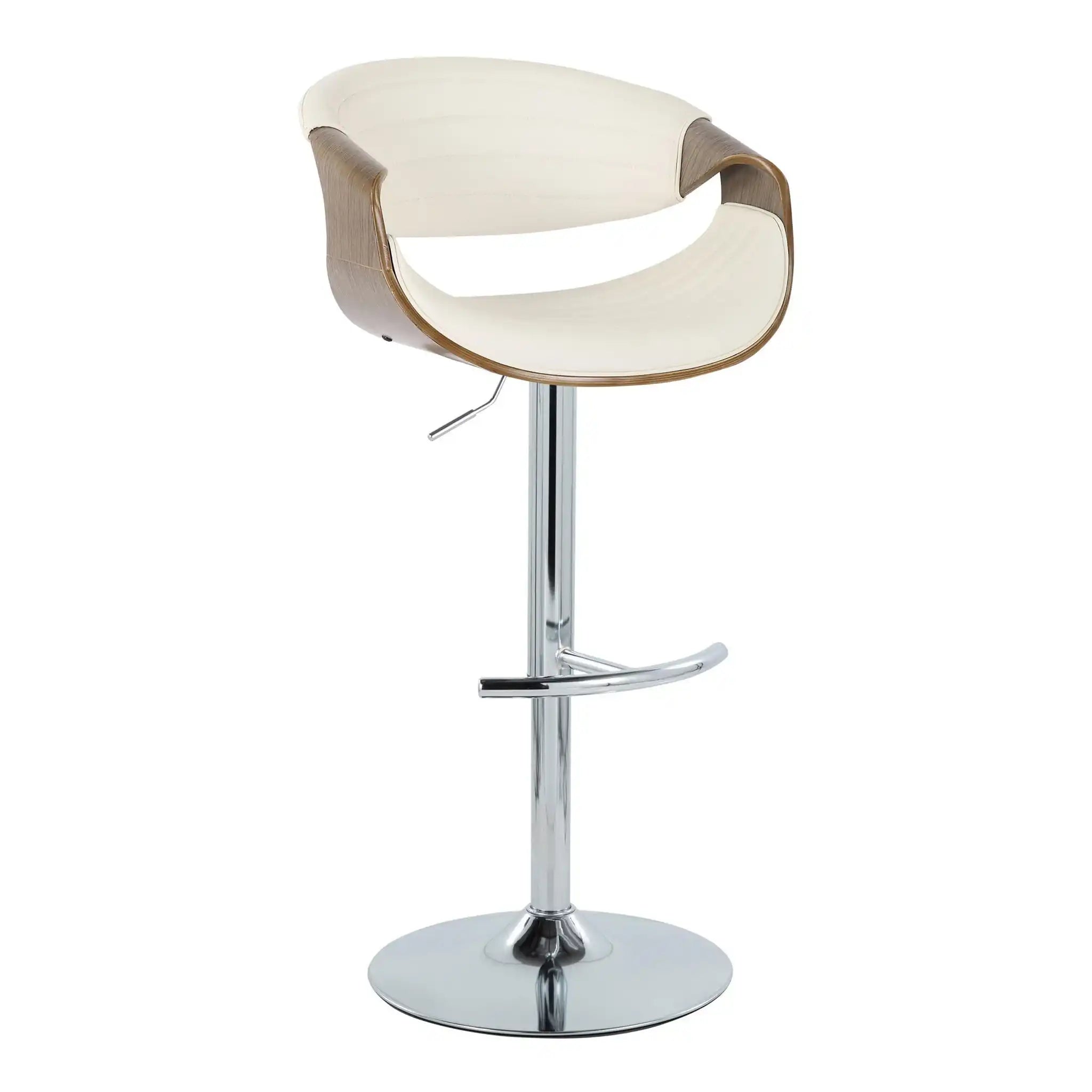 Symphony - Mid Century Modern Adjustable Barstool With Swivel & Rounded T Footrest (Set of 2)