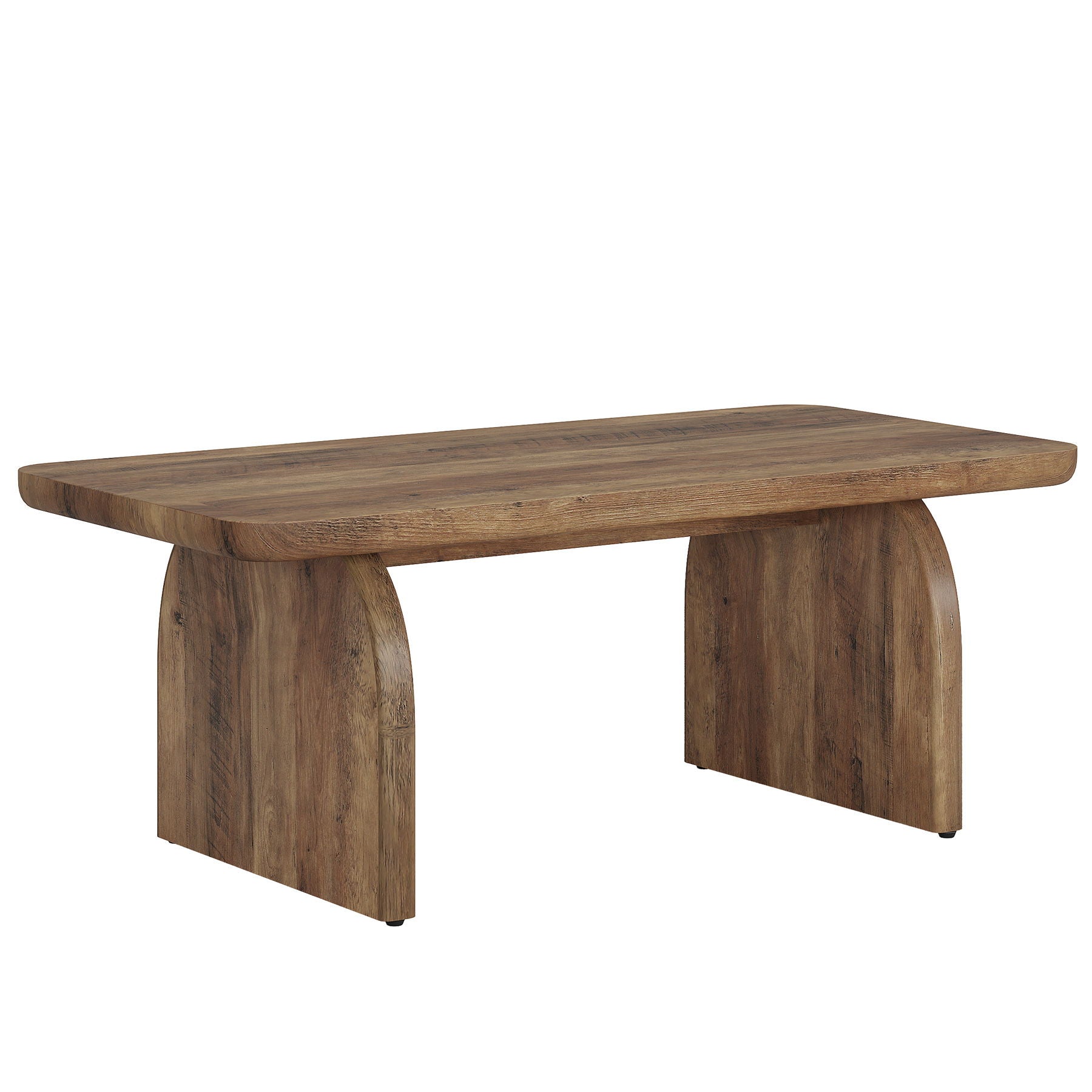 Rectangle Coffee Table With H-Base & Rounded Corners - Brown