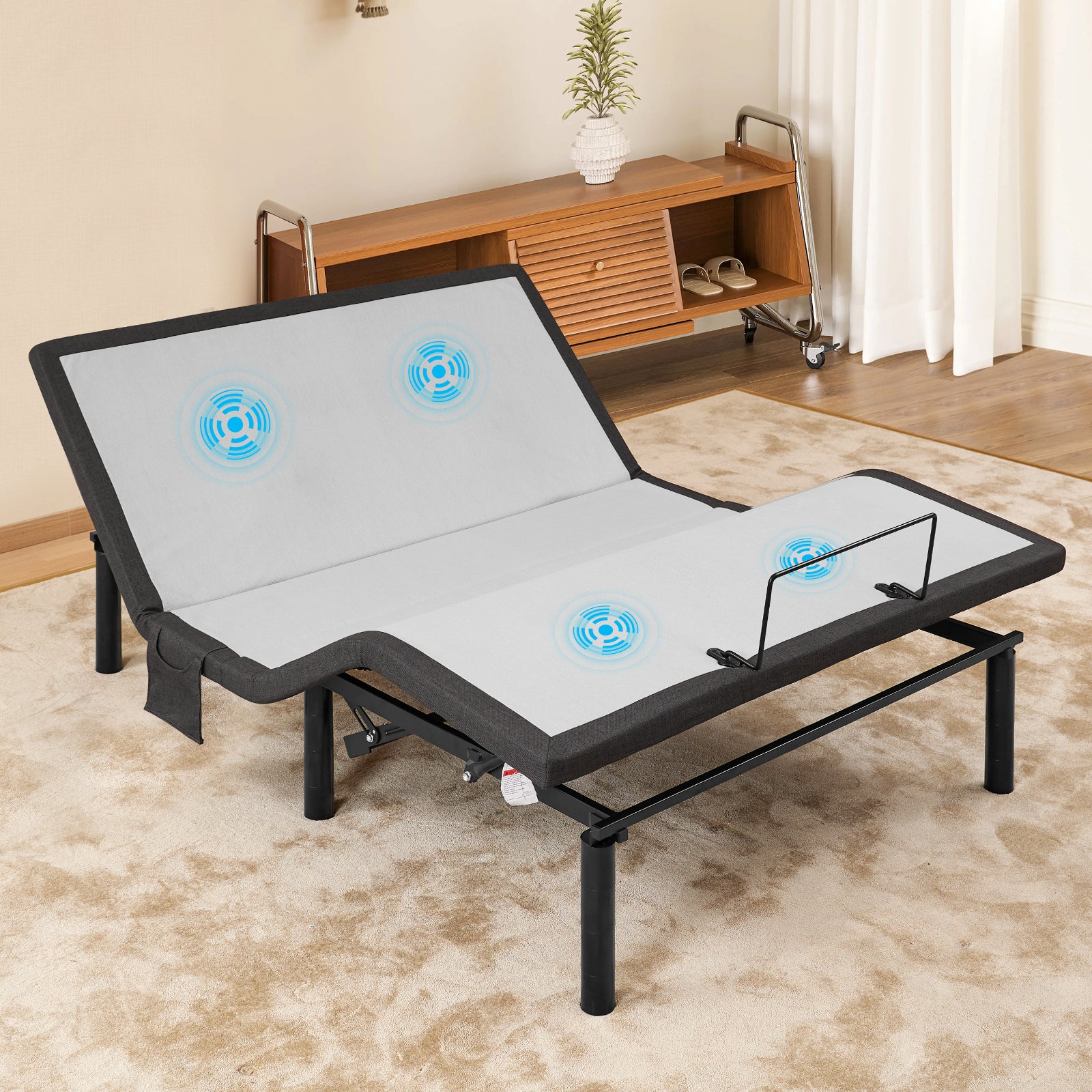 Ergonomic Queen Size Adjustable Bed, Zero Gravity Base for Stress Management w/Head and Foot Incline, Wireless Remote Control, Massage, Under-Bed Nightlight, and USB Ports