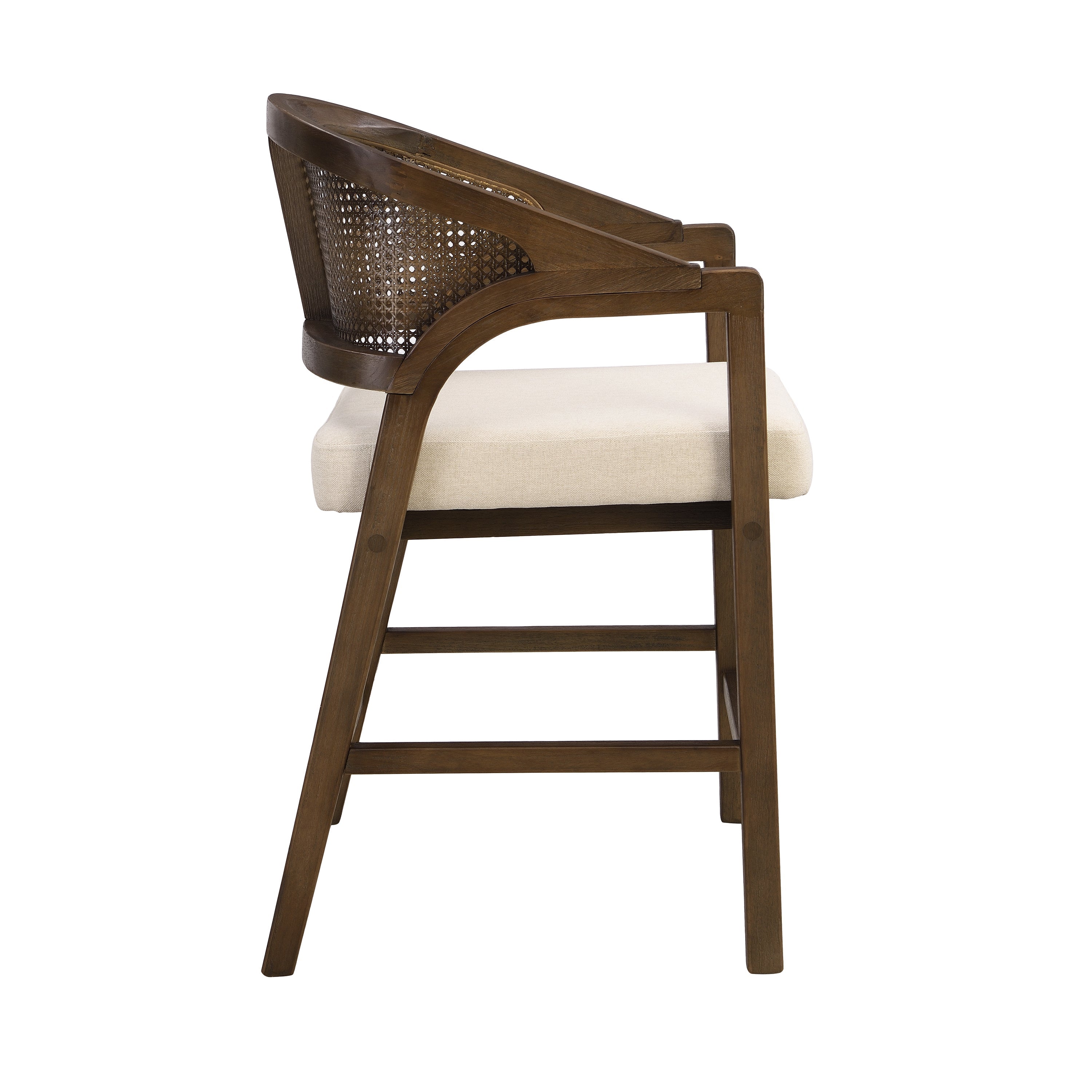 Wooden Frame Counter Stool with Rattan Back - Set of 2