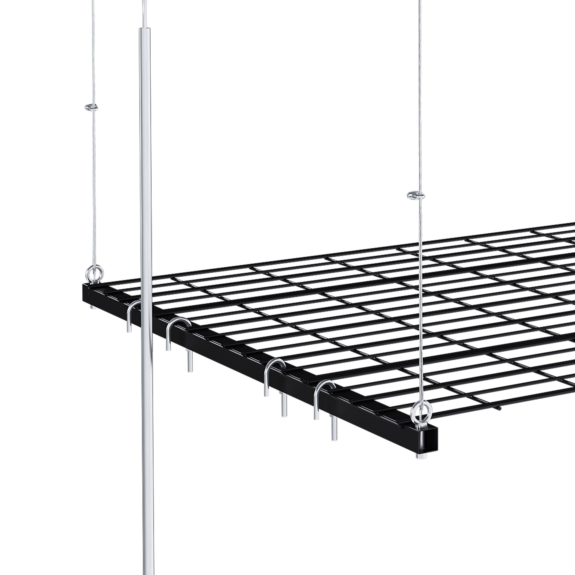 Overhead Garage Storage Rack 4 X 4 Ft For High Ceilings, With Safety Lock - Black